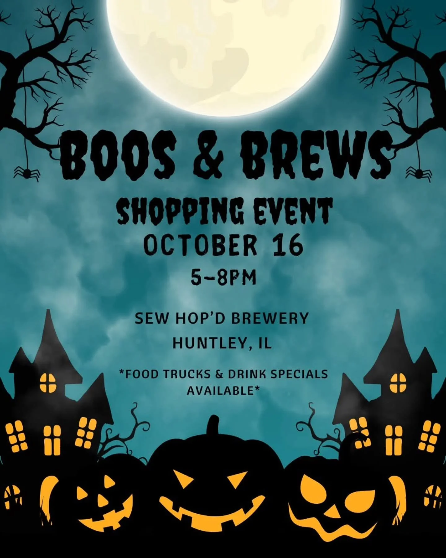 👻 It&rsquo;s Boos &amp; Brews night at Sew Hop&rsquo;d! We've partnered with @kindlymadegoods for our spooky shopping event &mdash; a perfect mix of local vendors, fall brews, and Halloween vibes under the glow of the moon. 

We&rsquo;ve got @bellie