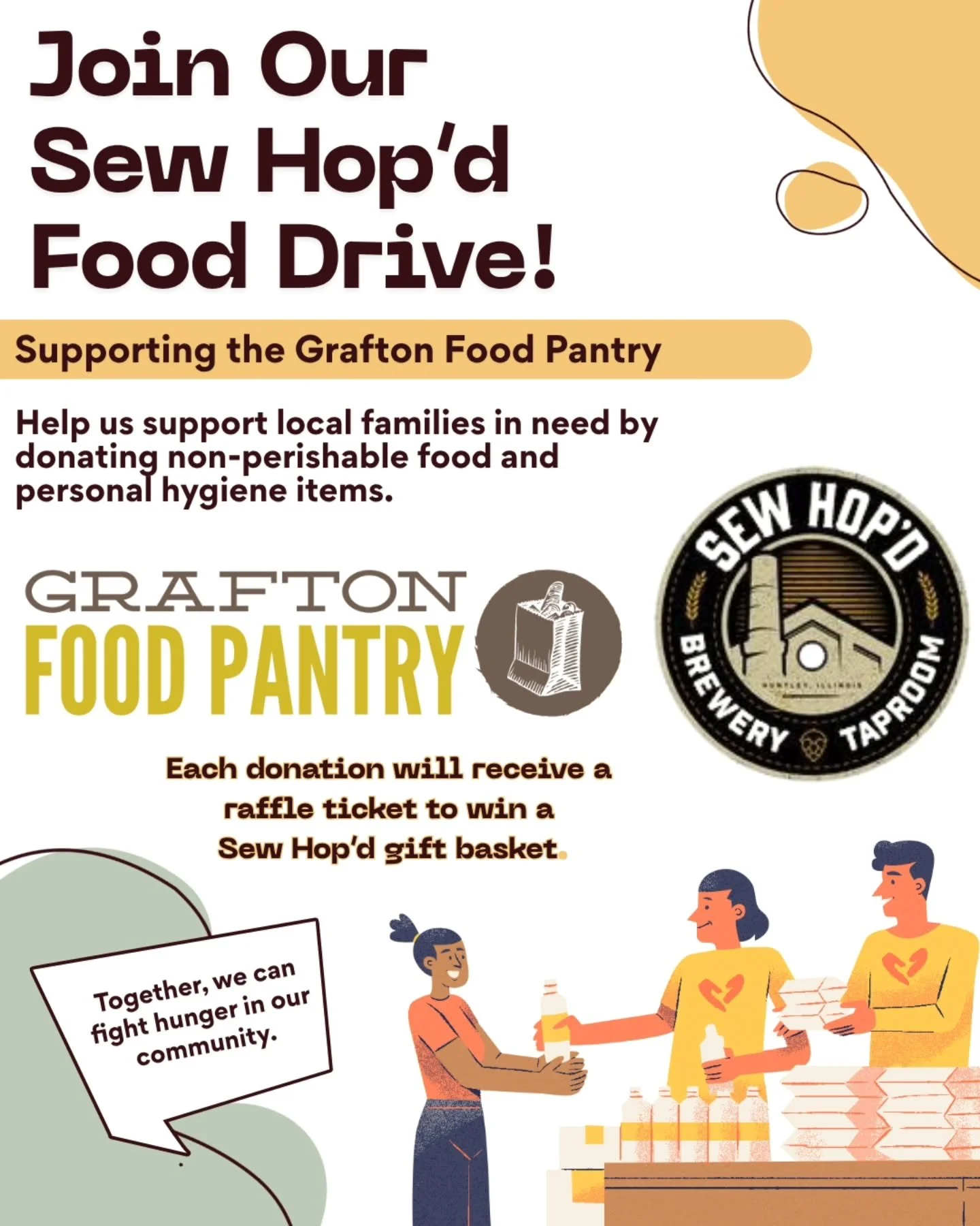** Sew Hop&rsquo;d Food Drive **
We&rsquo;re proud to support our friends at @graftonfoodpantry this season! Let&rsquo;s come together to help local families by donating non-perishable food and hygiene items. 

🧺 Every donation = 1 raffle ticket for