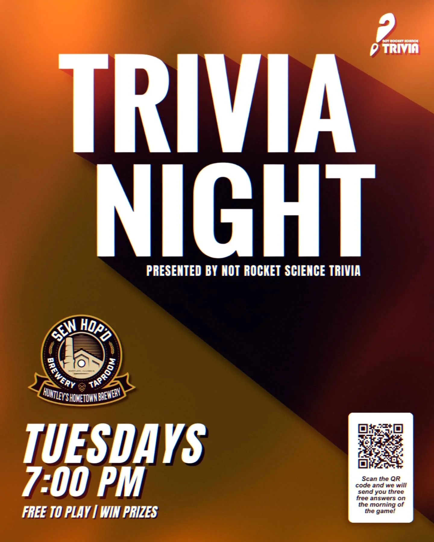 🚨 NEW TRIVIA ERA UNLOCKED 🚨
We&rsquo;re kicking off WEEKLY TRIVIA at Sew Hop&rsquo;d starting TONIGHT and every Tuesday at 7 pm! 🙌🏻 

We&rsquo;ve teamed up with our new friends at @notrockettrivia and it&rsquo;s officially go time. No more monthl