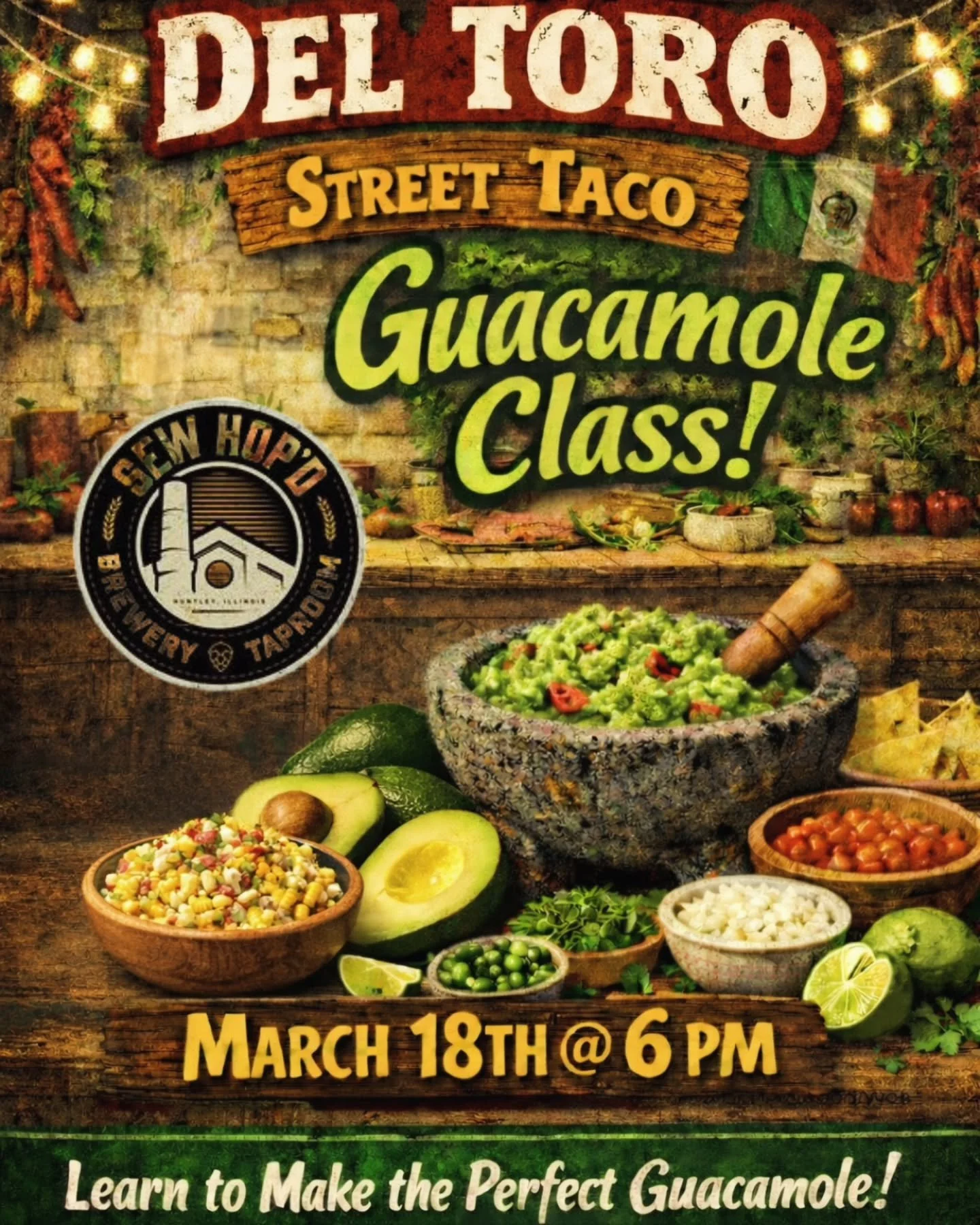 🥑 ATTENTION Guac lovers!! 🥑

Ever wanted to learn how to make the perfect guacamole? Join Raul from Del Toro Street Taco for a hands-on Guacamole Class on March 18th at 6 pm. He'll walk you through the secrets behind making fresh, flavor-packed gua
