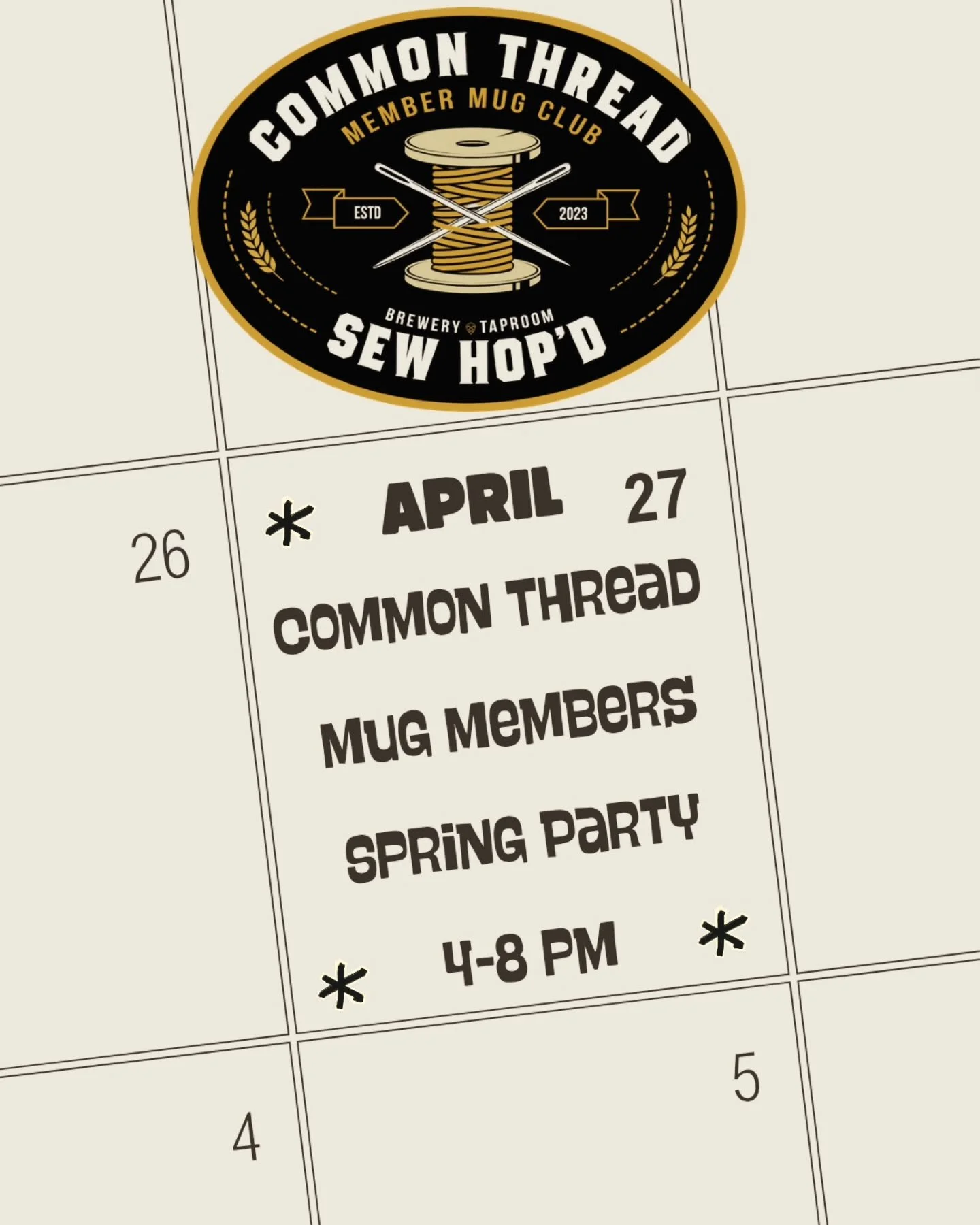 Calling all Common Thread Mug Members &mdash; it&rsquo;s time to celebrate spring together! Join us for our MUG Members Spring Party on Monday, April 27th from 4&ndash;8 pm. 

This exclusive event is our way of saying thank you for being part of the 