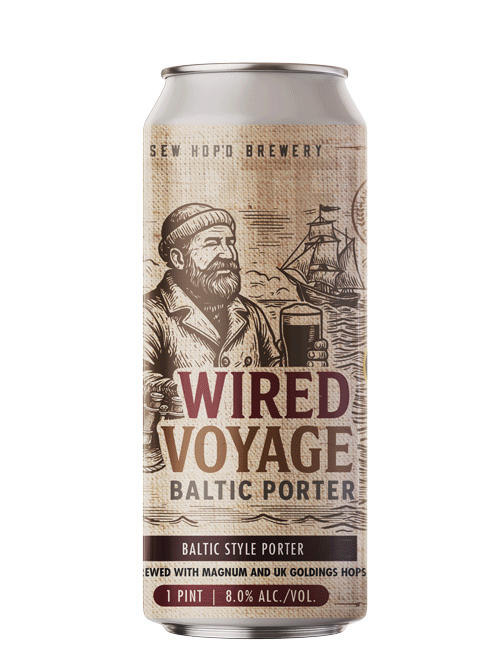 A can of Border Street Stout, a dark chocolate milk stout brewed with Chinook hops, featuring toasted coconut flavor.
