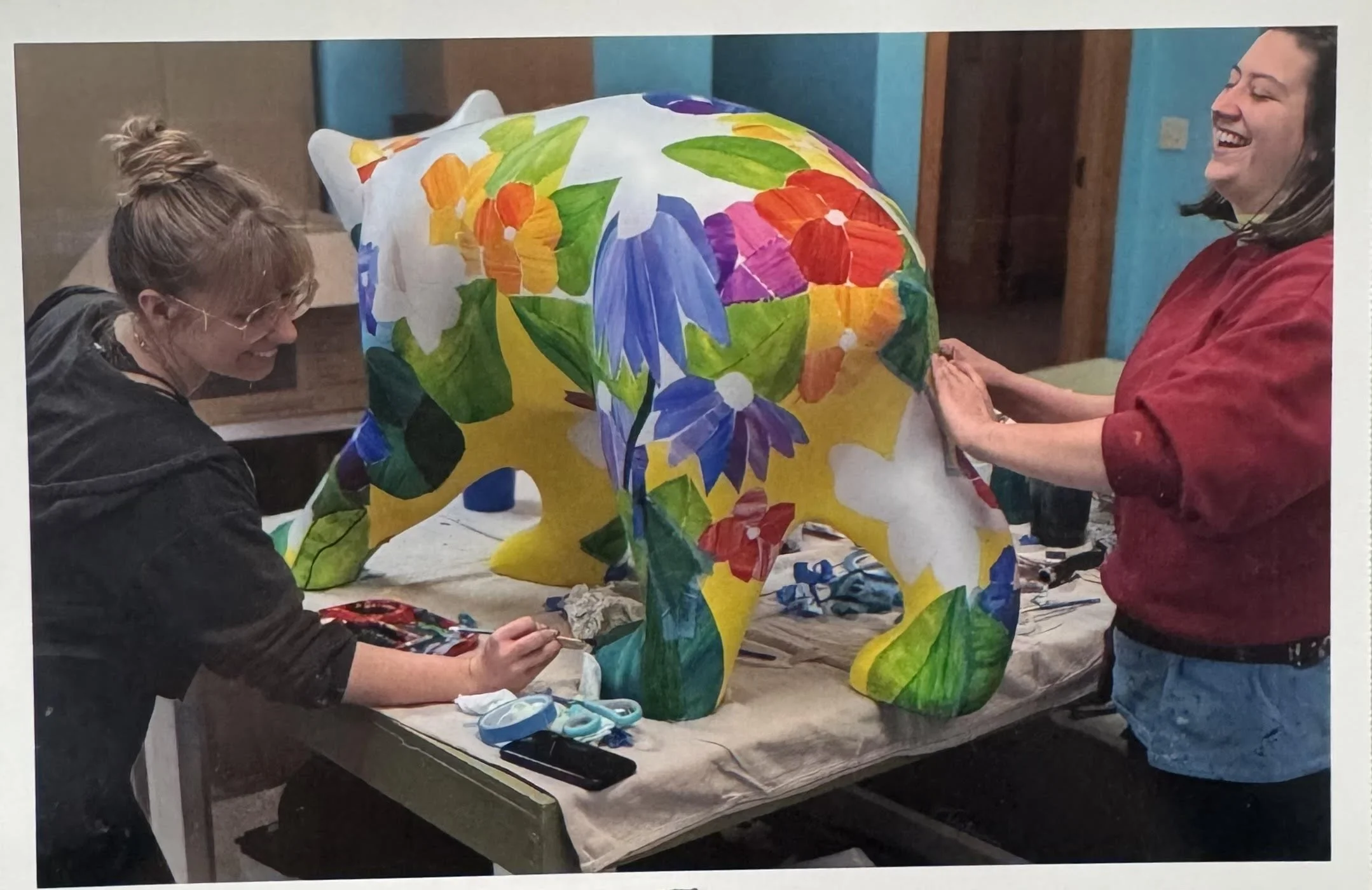 "Lux" Stained Glass Inspired Bear Statue for Flat Rock Playhouse