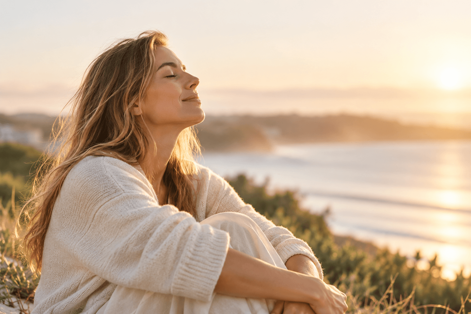 Person resting calmly in natural light representing emotional wellbeing and recovery from chronic stress