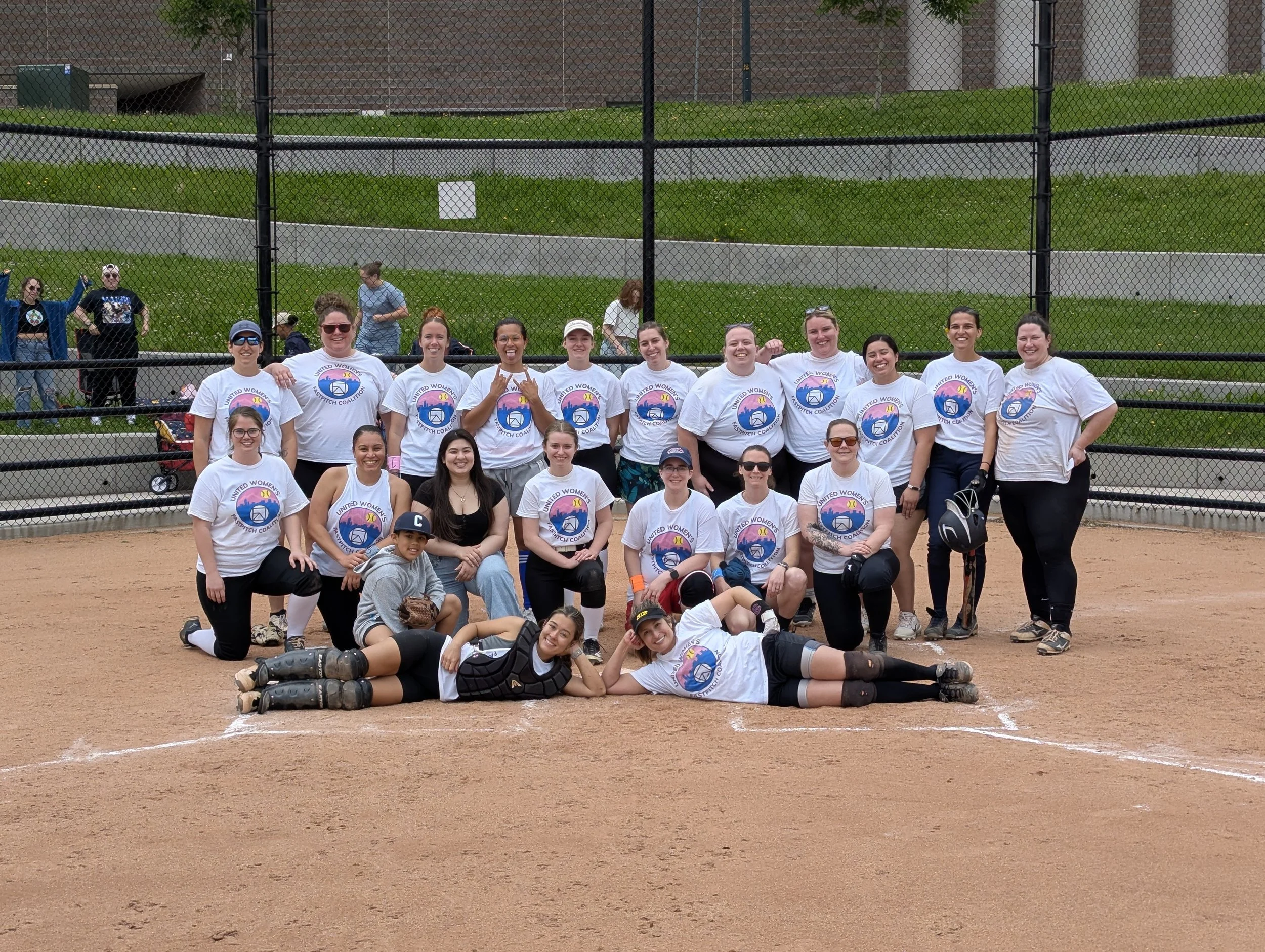 2025 season group photo of players at Rude Recreation Center Softball Field