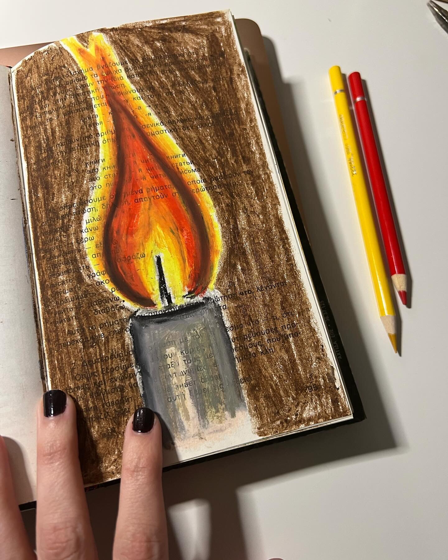 Why is lighting a candle so soothing? #sketchbook #oilpastel #candle #artpractice