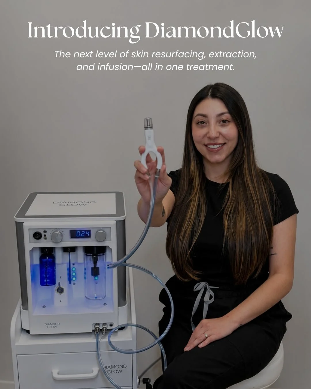✨ Introducing DiamondGlow ✨

We&rsquo;re excited to bring DiamondGlow to our treatment menu!

Unlike traditional facials, DiamondGlow uses a patented diamond-tip wand to exfoliate, extract impurities, and infuse professional-grade serums&mdash;all in