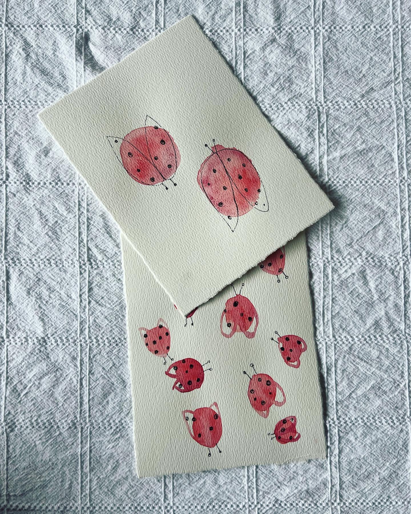 Our place is crawling with lady bugs so I obviously had to honor them! I&rsquo;m definitely taking this as a sign for love and abundance 🐞

Watercolor Originals 
+ Digital Prints
For purchase at meetcutestudios.Etsy.com
&hellip;&hellip;&hellip;&hell