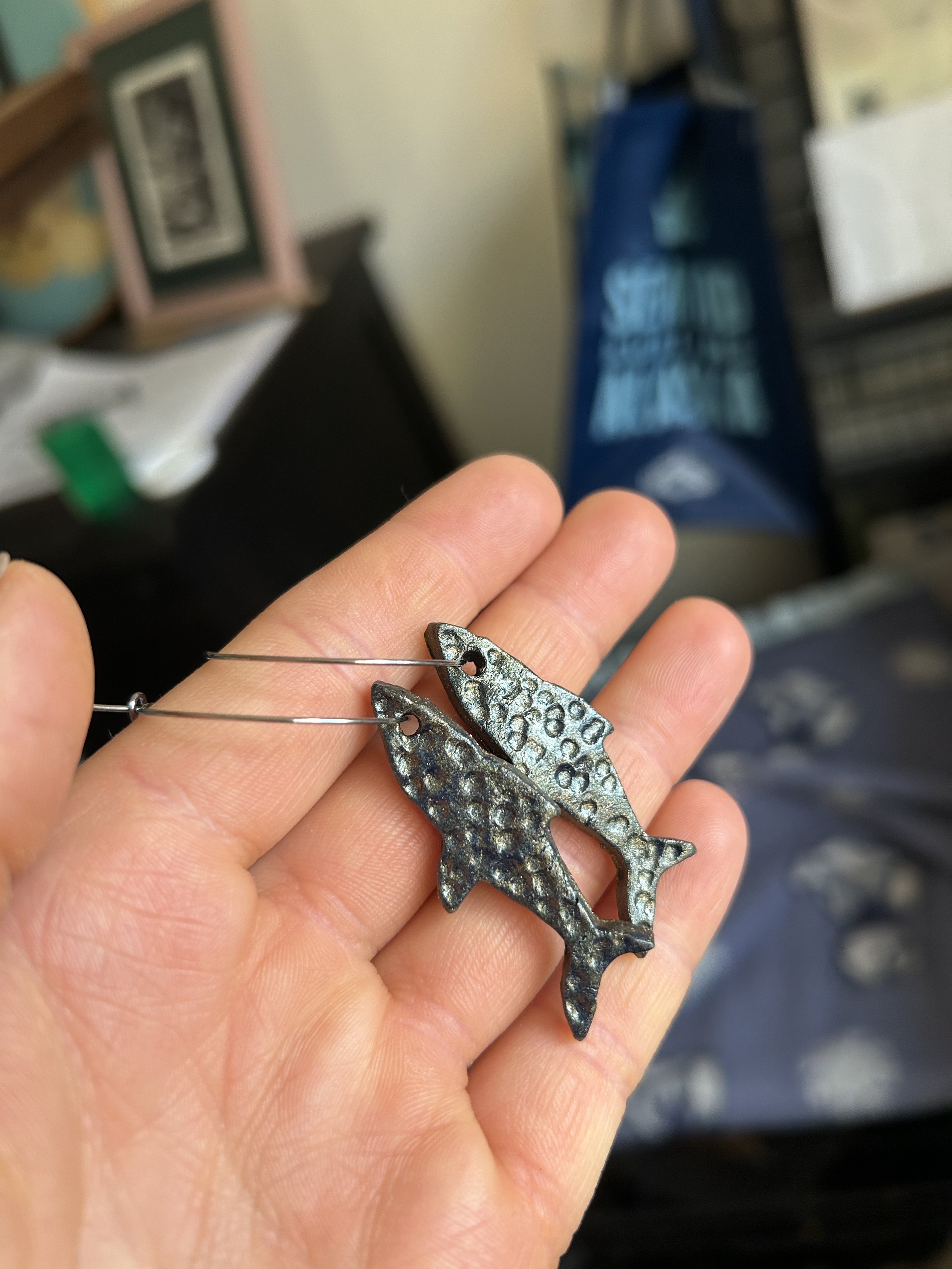 ceramic shark earrings