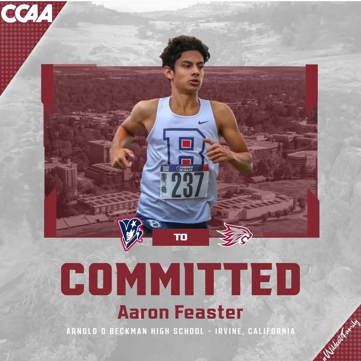 Congratulations to teammate Aaron Feaster and @beckmanxc for their hard work and sacrifice, prompting Aaron to run a 4:13 mile at Arcadia Invitational this past Saturday! Feaster&rsquo;s determination has earned him an opportunity to commit to Chico 