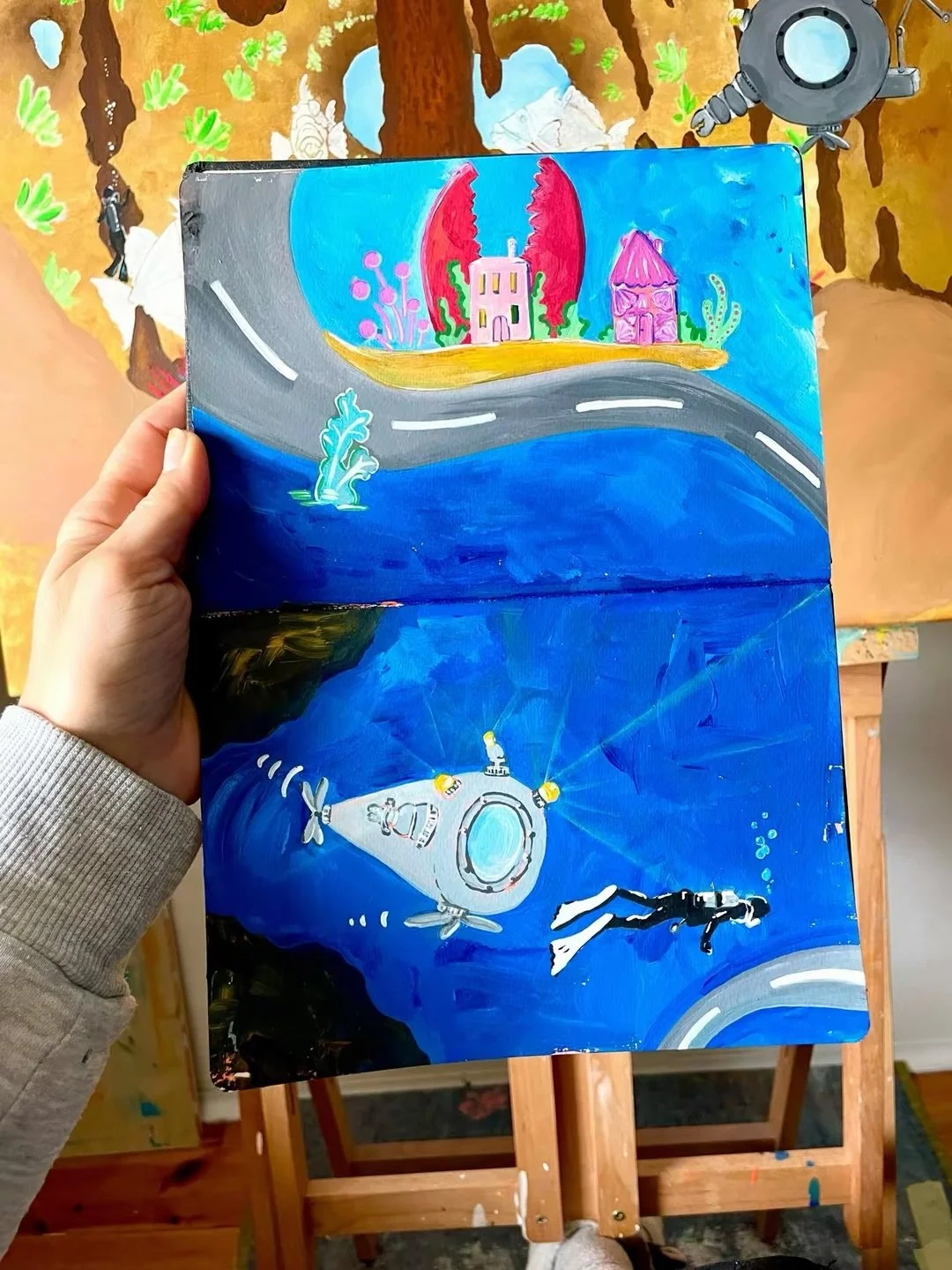 Underwater painting in acrylic medium from my sketchbook. At the moment, I am working on a series of paintings that feature underwater worlds. But more about that later. 

I wish you a wonderful easter weekend and lots of 🫰🐰

#artistofinstagram❤️ #