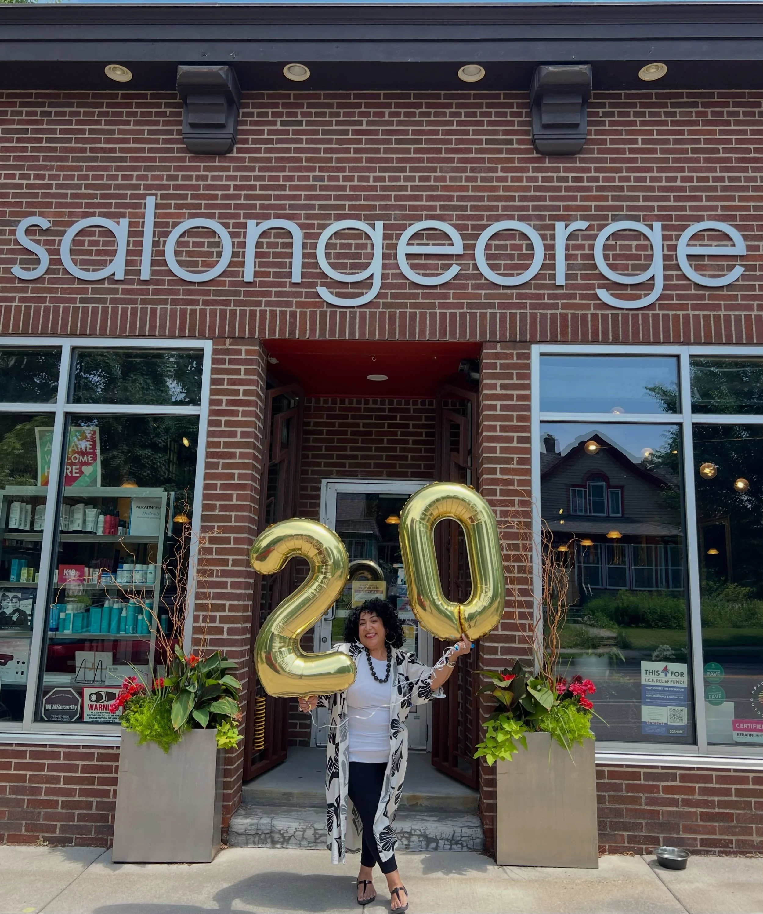 SAVE THE DATE!!
Salongeorge invites you to our
20th Anniversary Celebration!!
Sunday, August 23 | 2&ndash;5 p.m.
&bull; Art 
&bull; Music 
&bull; Artisan Vendors 
&bull; Food Trucks
&bull; Salon Specials 
&bull; Raffle 
&bull; Family-Friendly Fun
JOI
