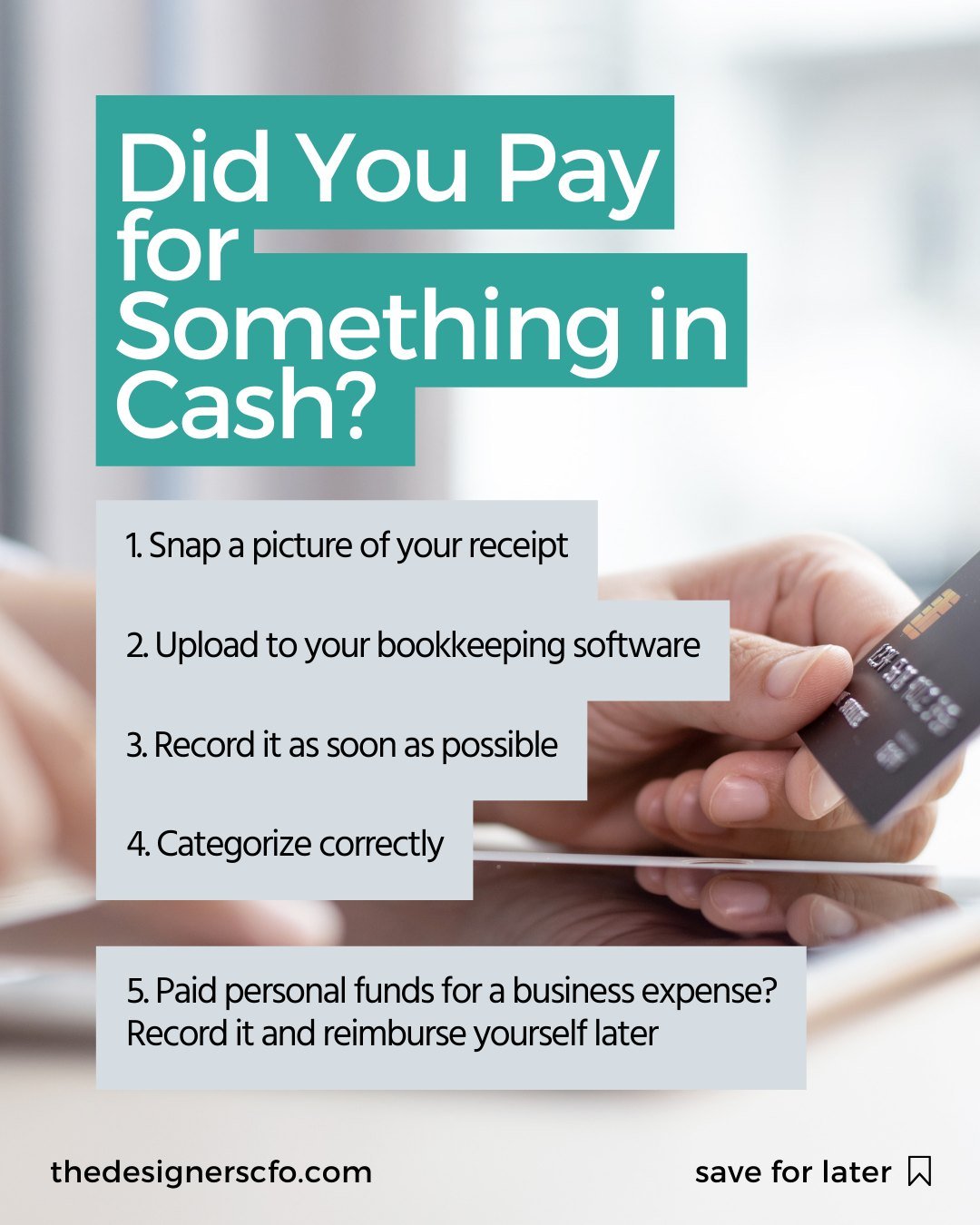 As a business owner, you are legally required to record every financial transaction your business makes.

Also, tracking cash payments properly ensures you won&rsquo;t miss critical deductions and to keep your records accurate. 

Need help managing y