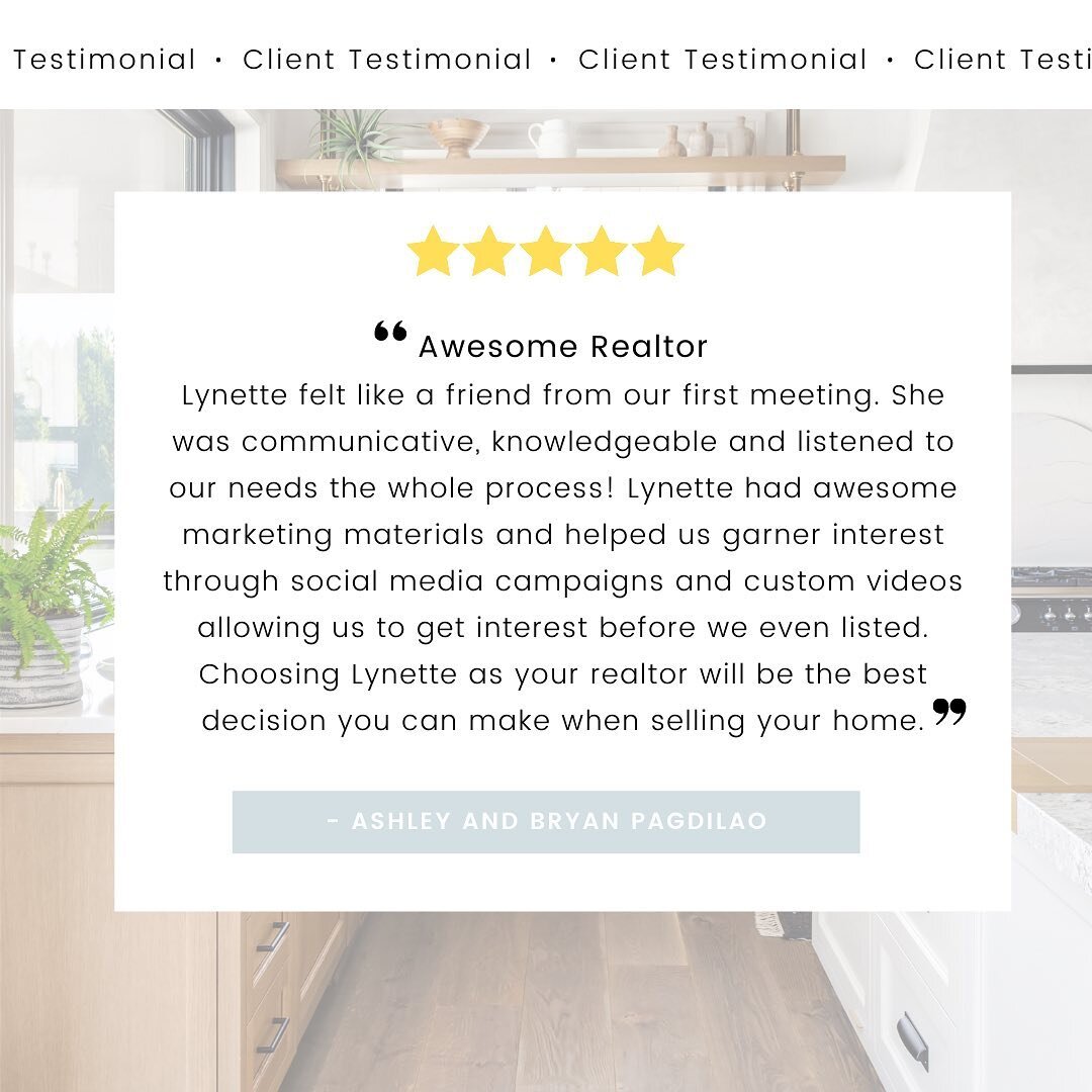 ✨ Client Testimonial ✨ 

I&rsquo;m committed to my clients and to the success of their real estate transactions.

Thinking about buying or selling? I can help you too! Let&rsquo;s get in touch 🤝

Lynnette Vazquez, Realtor&reg;
BHHS California Realty