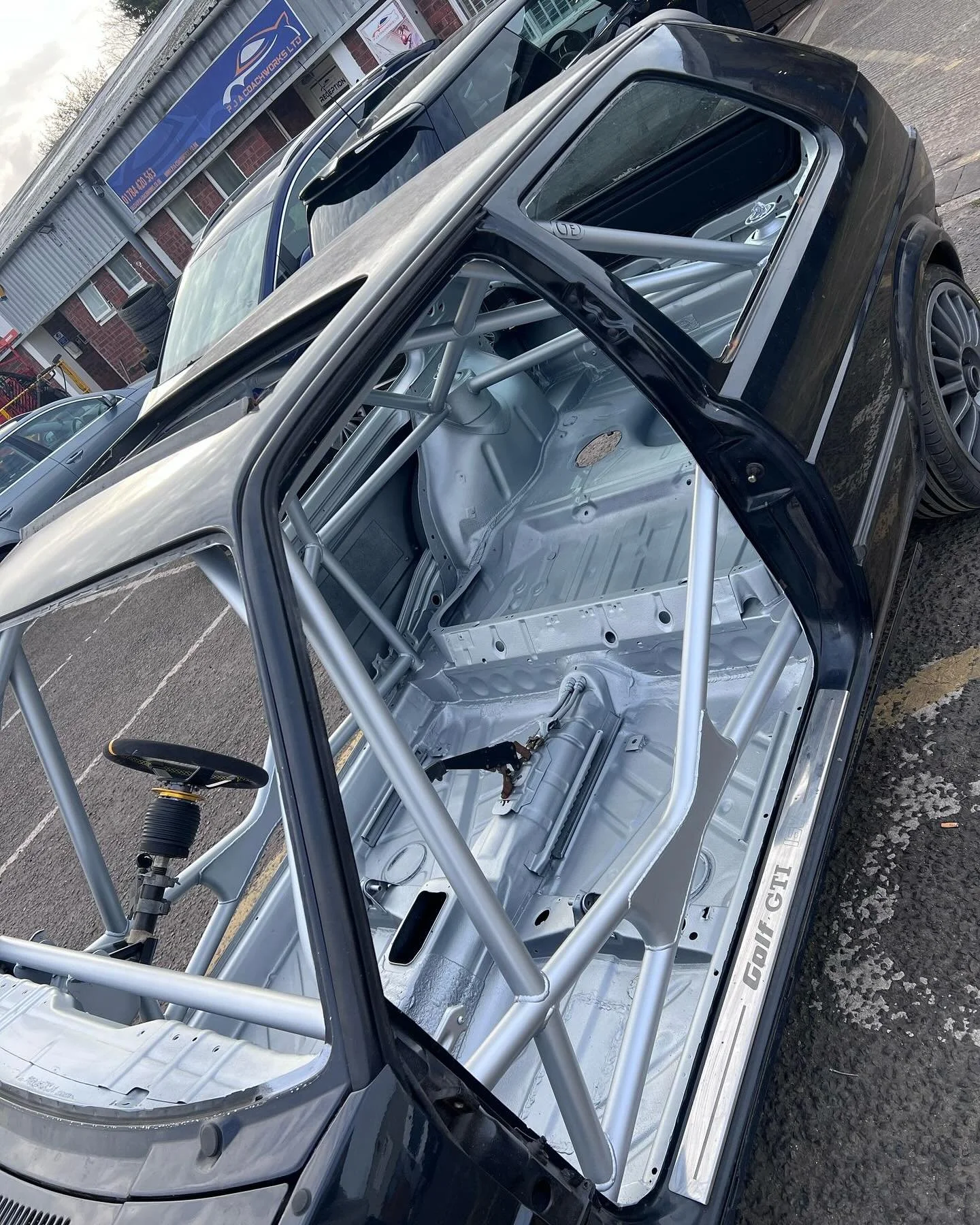Always nice to receive photos of cages once they have been painted. @aman_mk2 ‘s mk2 golf getting the treatment. @pjacoachworks
