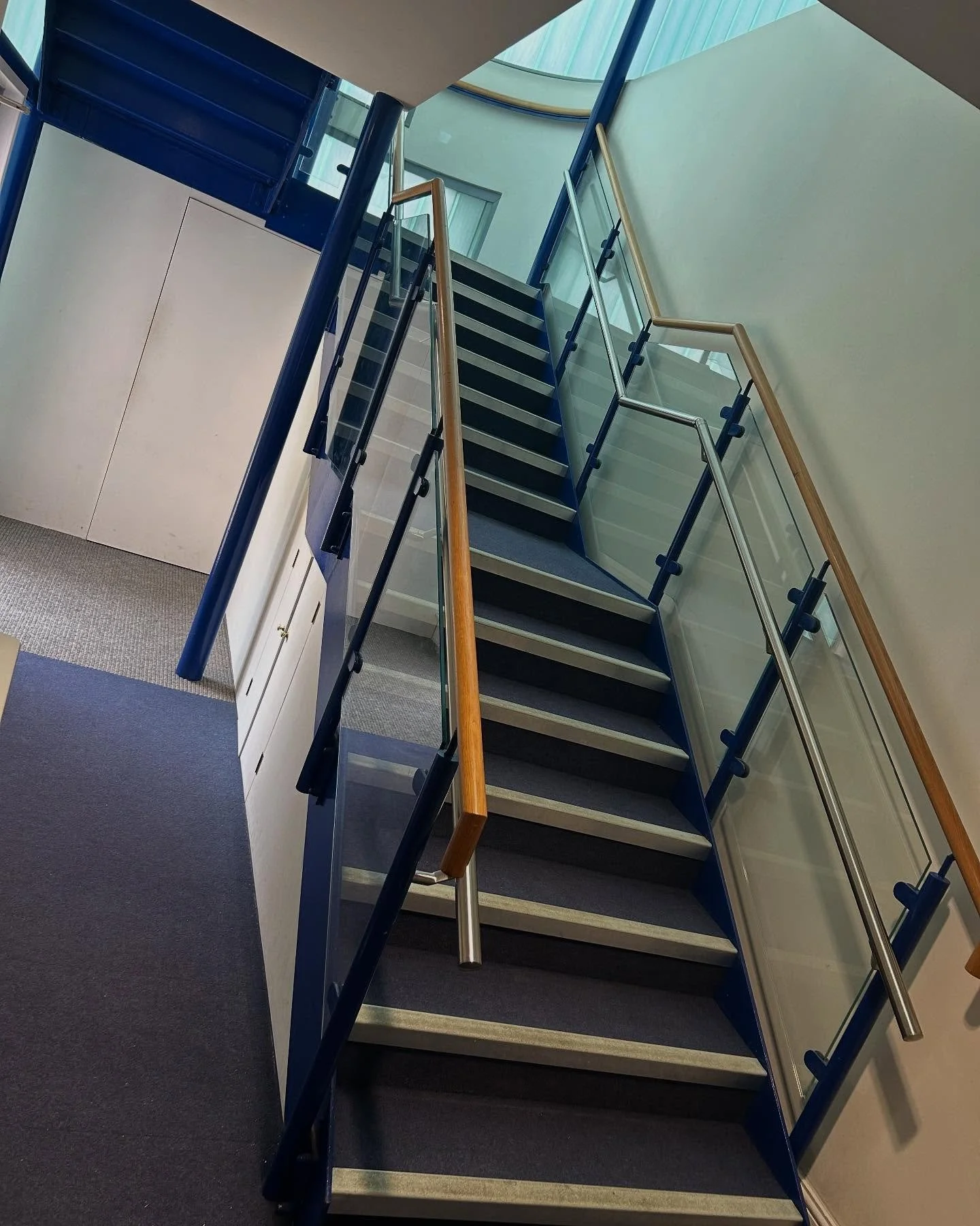 It’s not often we work on a Sunday but with limited days before the kids go back we had to install these stainless steel rails onto a staircase at a private school in Guildford.