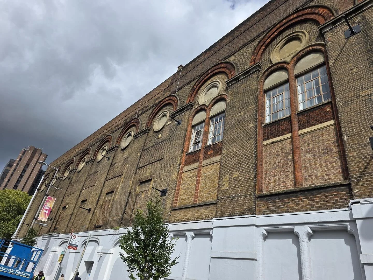 Some rather high up flag pole banner brackets fabricated and installed including pull test and load test on each bolt on the side of the old vic theatre in central London. 450mm resin anchors on each fixing. Tight deadline as always but we got it don