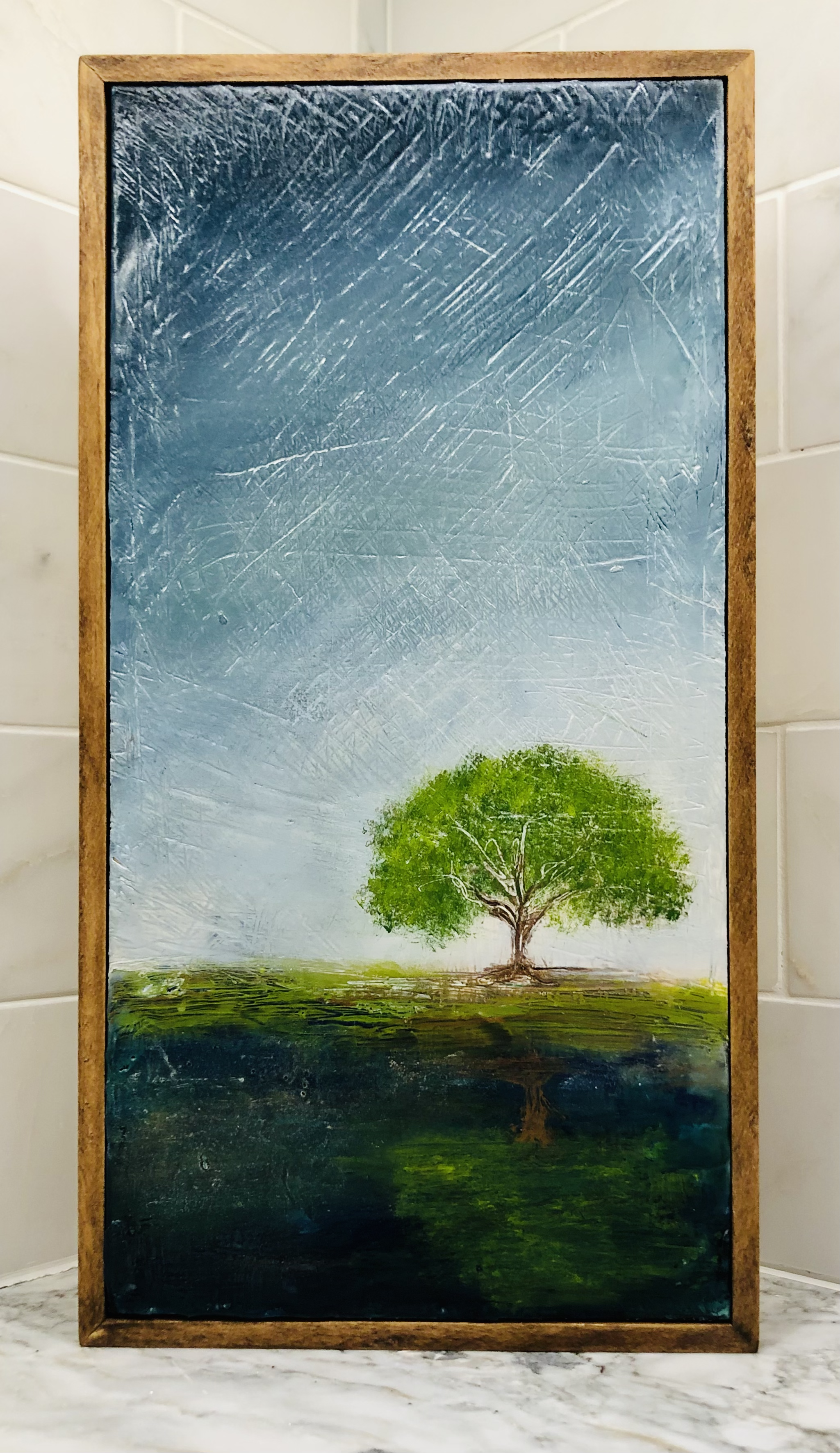 REFLECTIONS. 6 x 12" Encaustic Wax and oil stick. SOLD