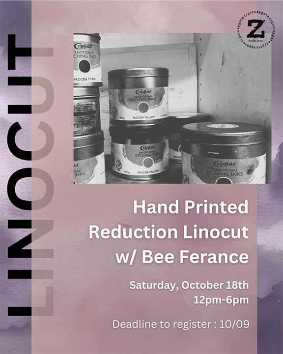 Hand Printed Reduction Linocut w/ Bee Ferance