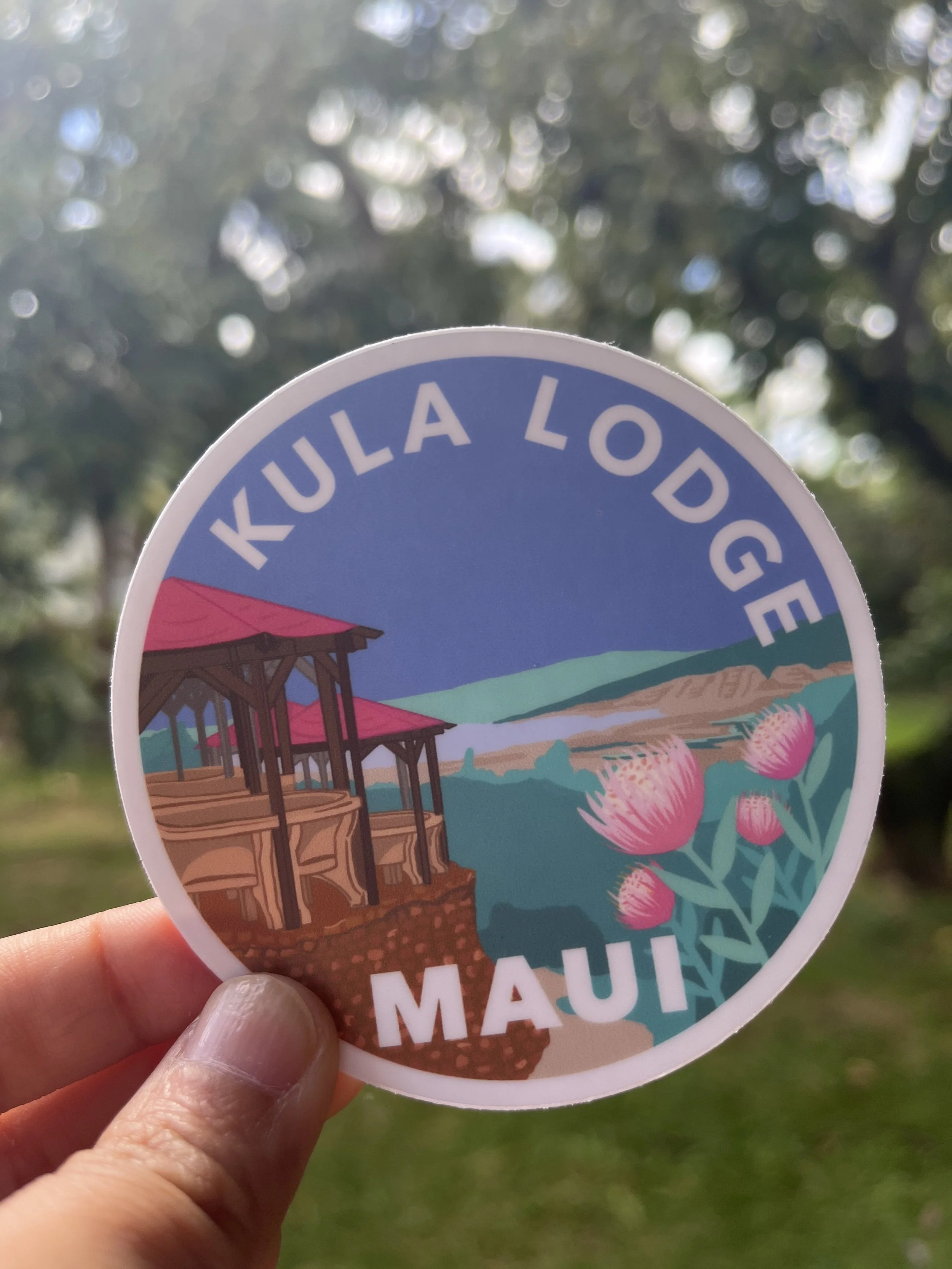 "Kula Lodge" Round Maui Sticker - MAUI