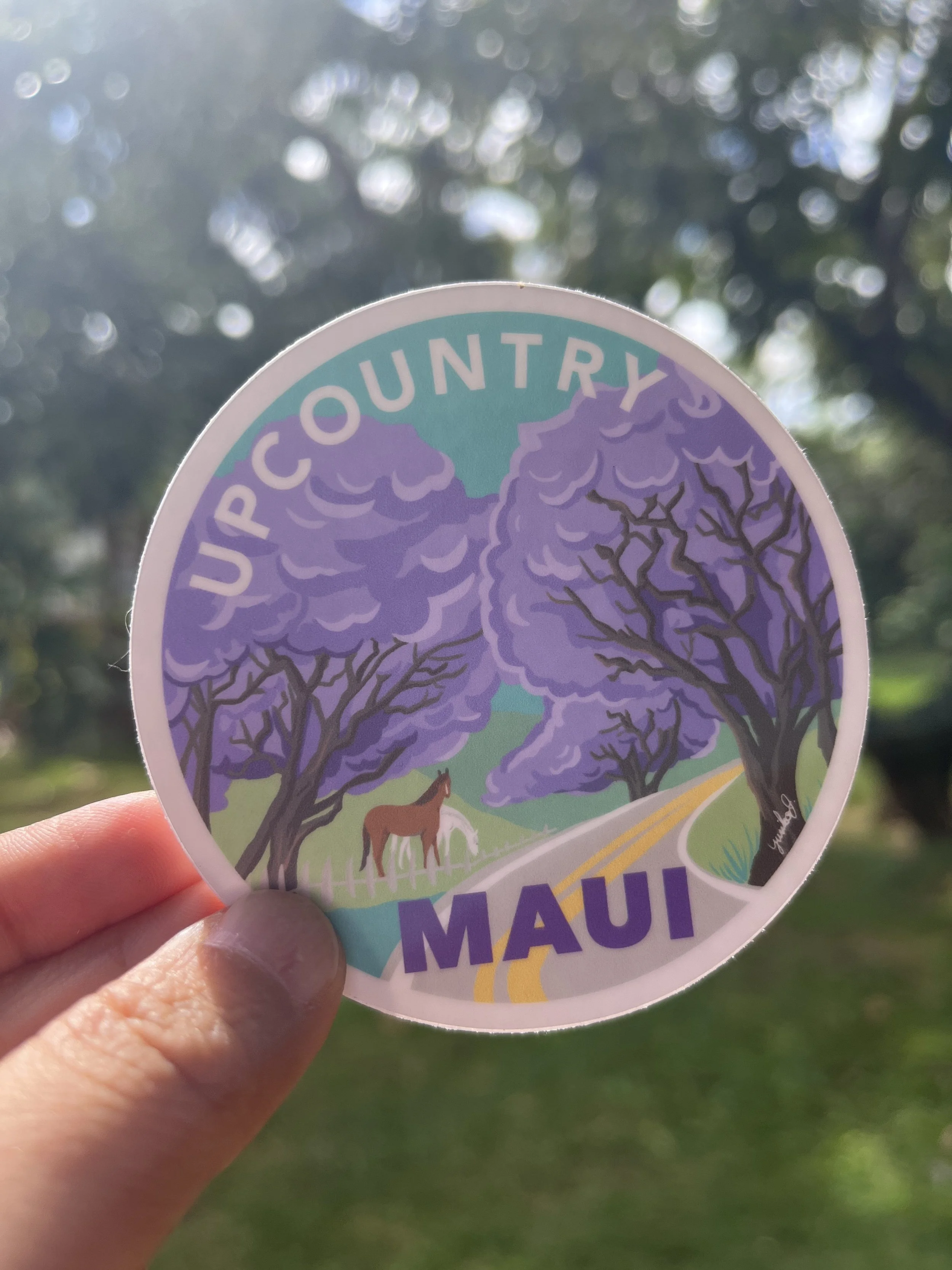 "Upcountry" Jacaranda Maui Round Sticker - MAUI