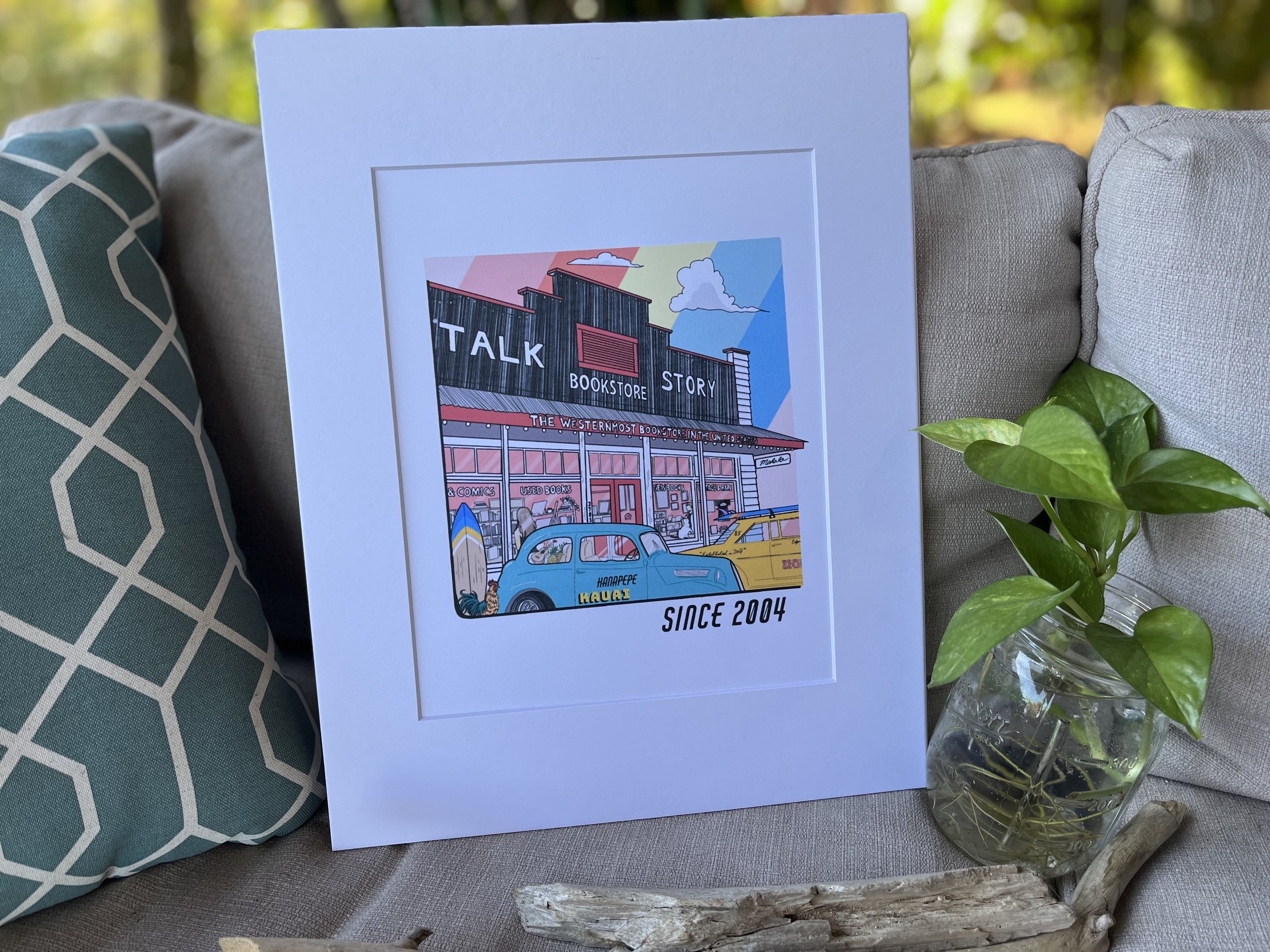 "Talk Story Bookstore " Print - 8x10" print (mounted on mattboard - finished size including mattboard is 11x14")