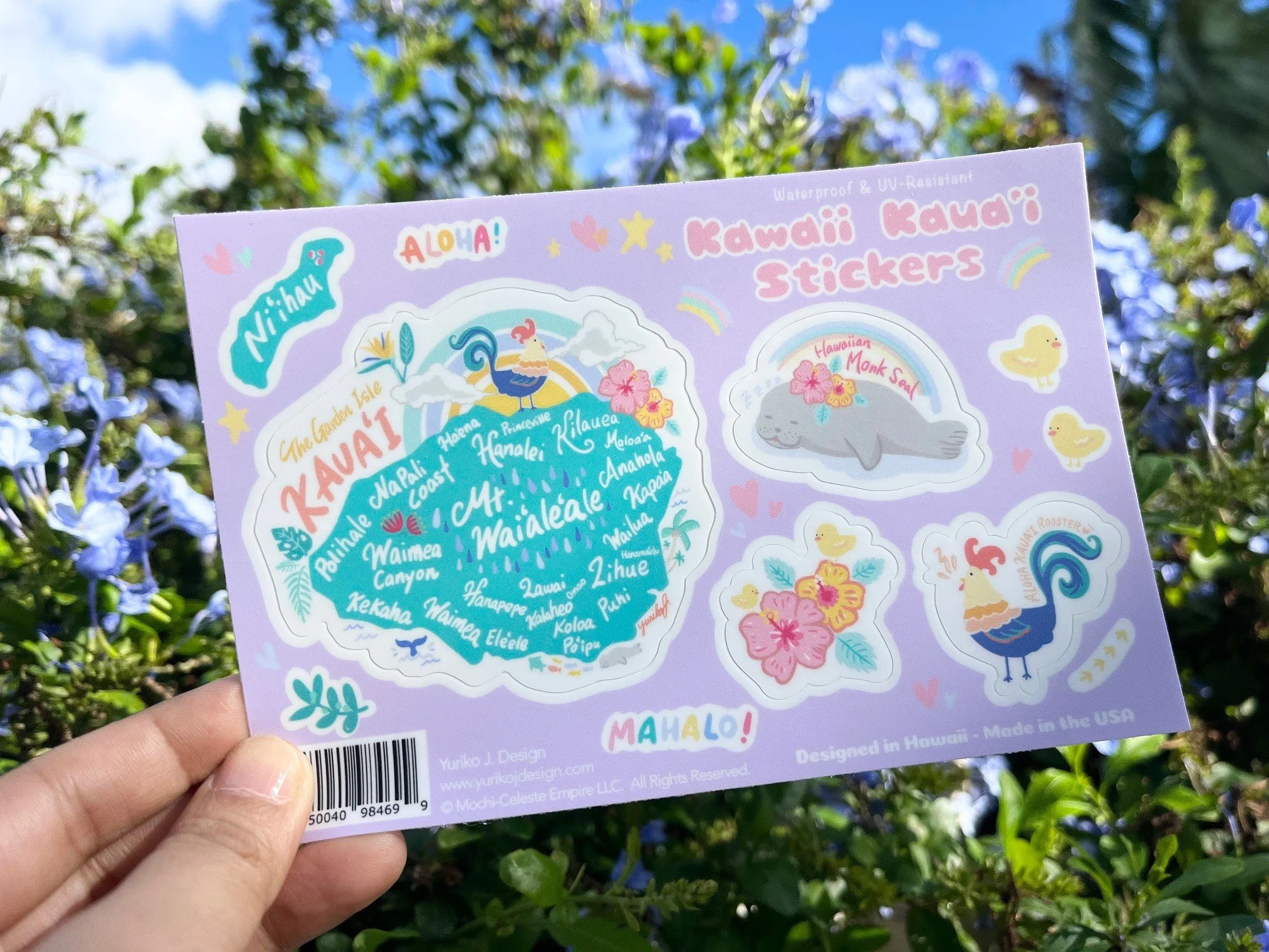 Kawaii Kauai Stickers - Sticker Sheet 4" x 6"