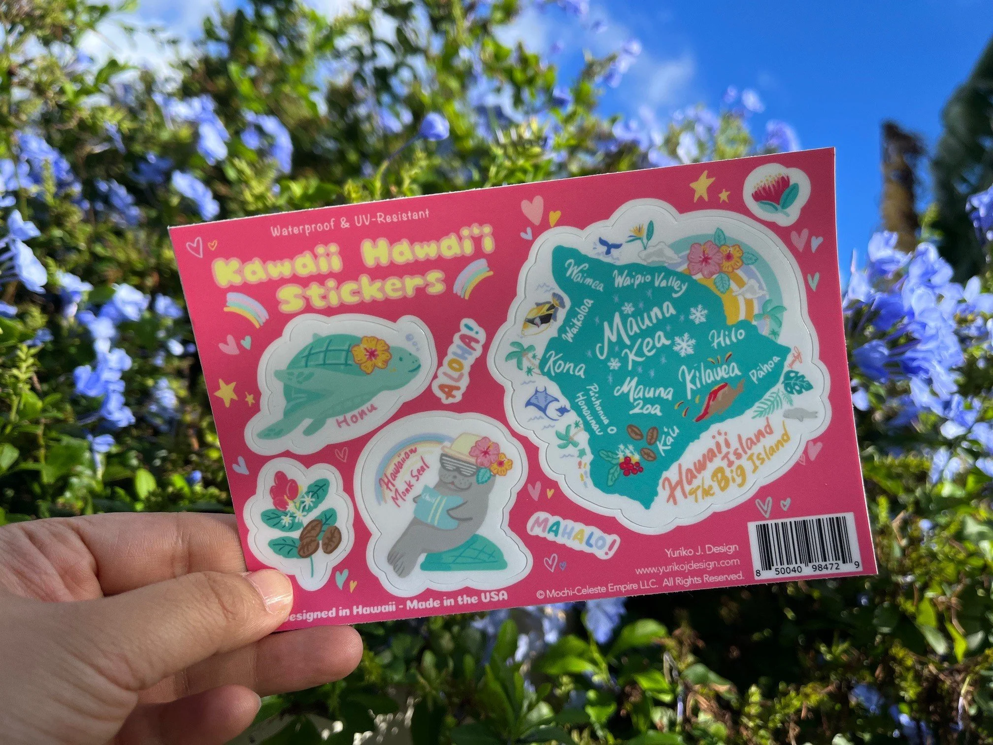 Kawaii Big Island Stickers - Sticker Sheet 4" x 6"