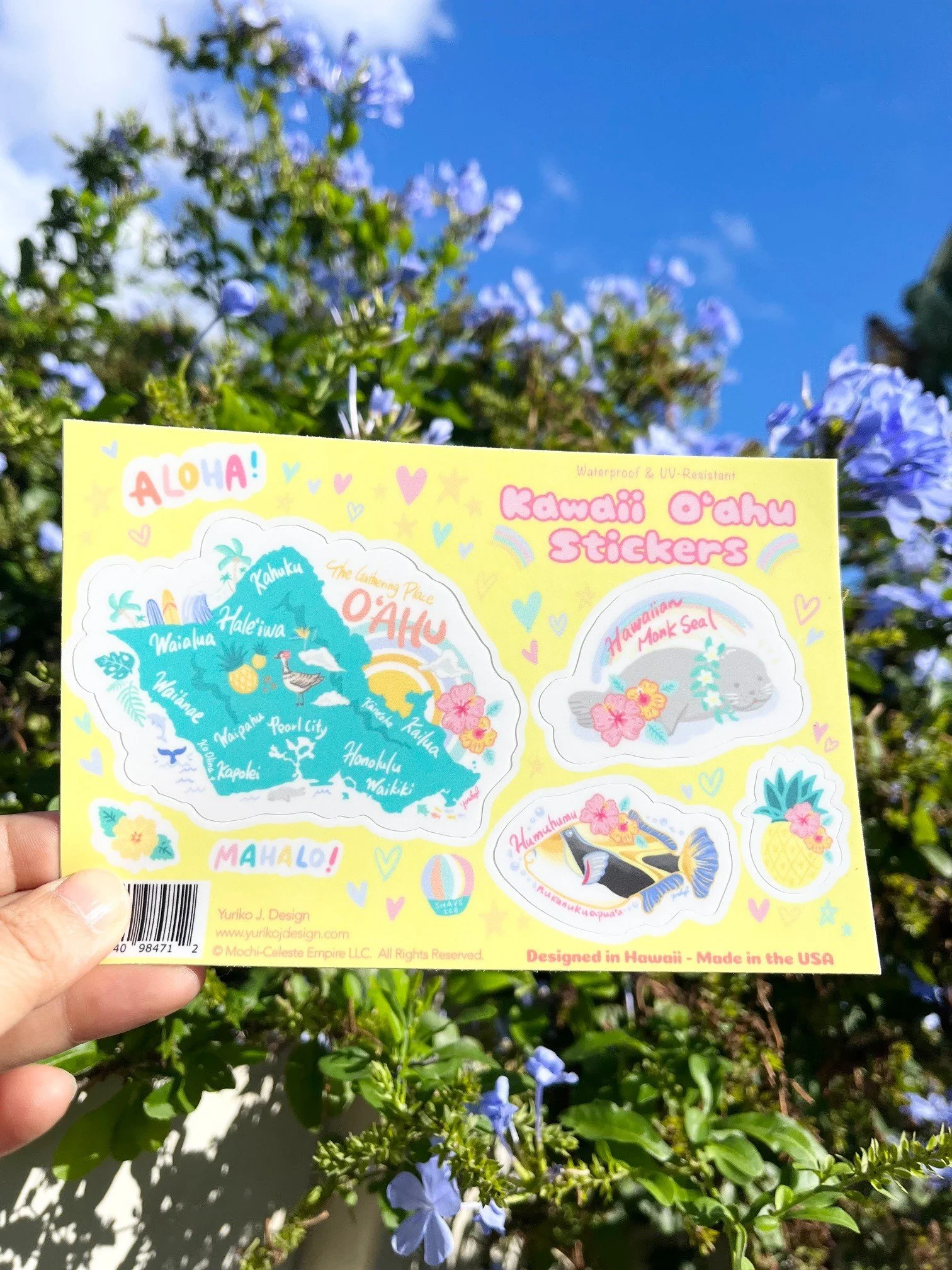 Kawaii Oahu Stickers - Sticker Sheet 4" x 6"  -