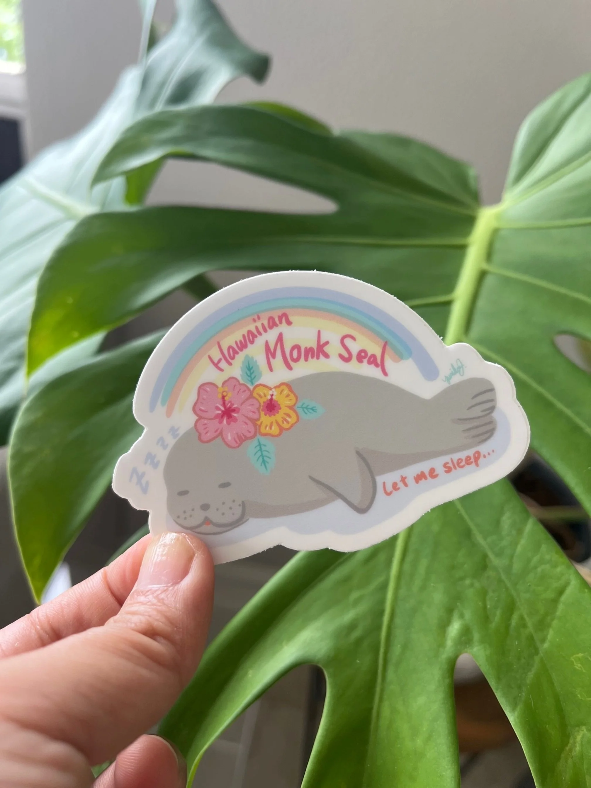 Kawaii Sleepy Hawaiian Monk Seal Sticker