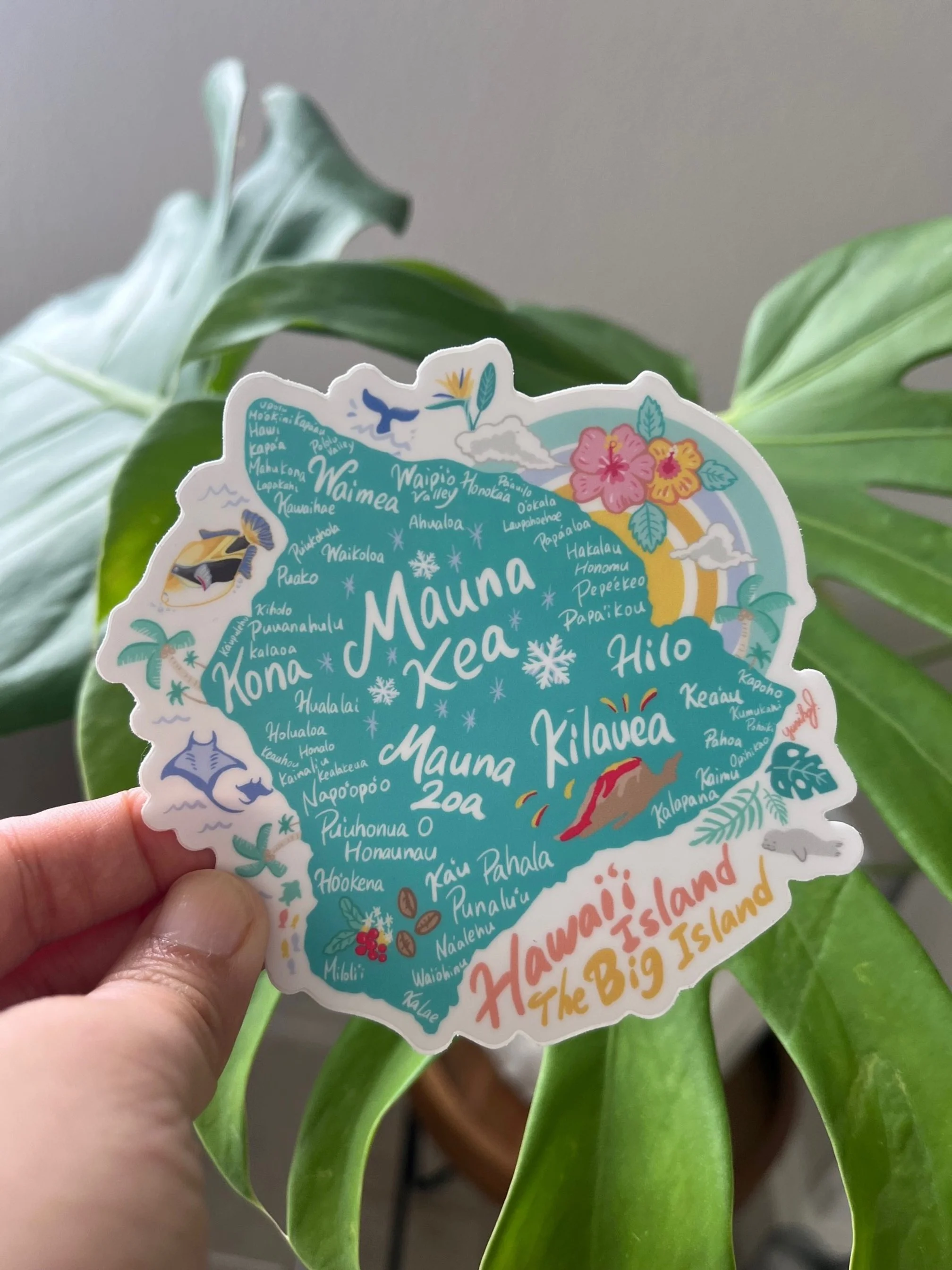 Kawaii Big Island Map Sticker