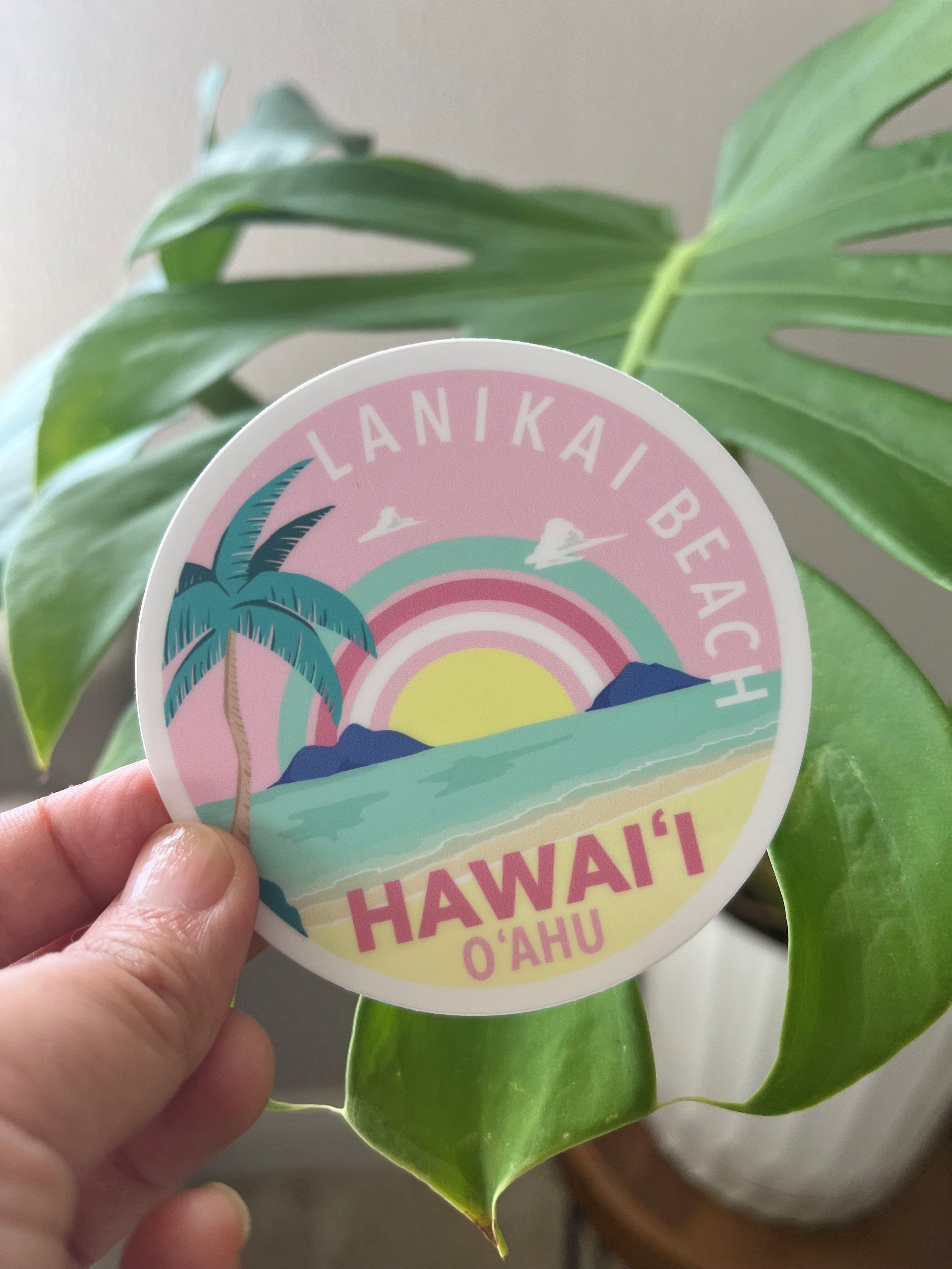 Lanikai Beach Round Sticker - Oahu