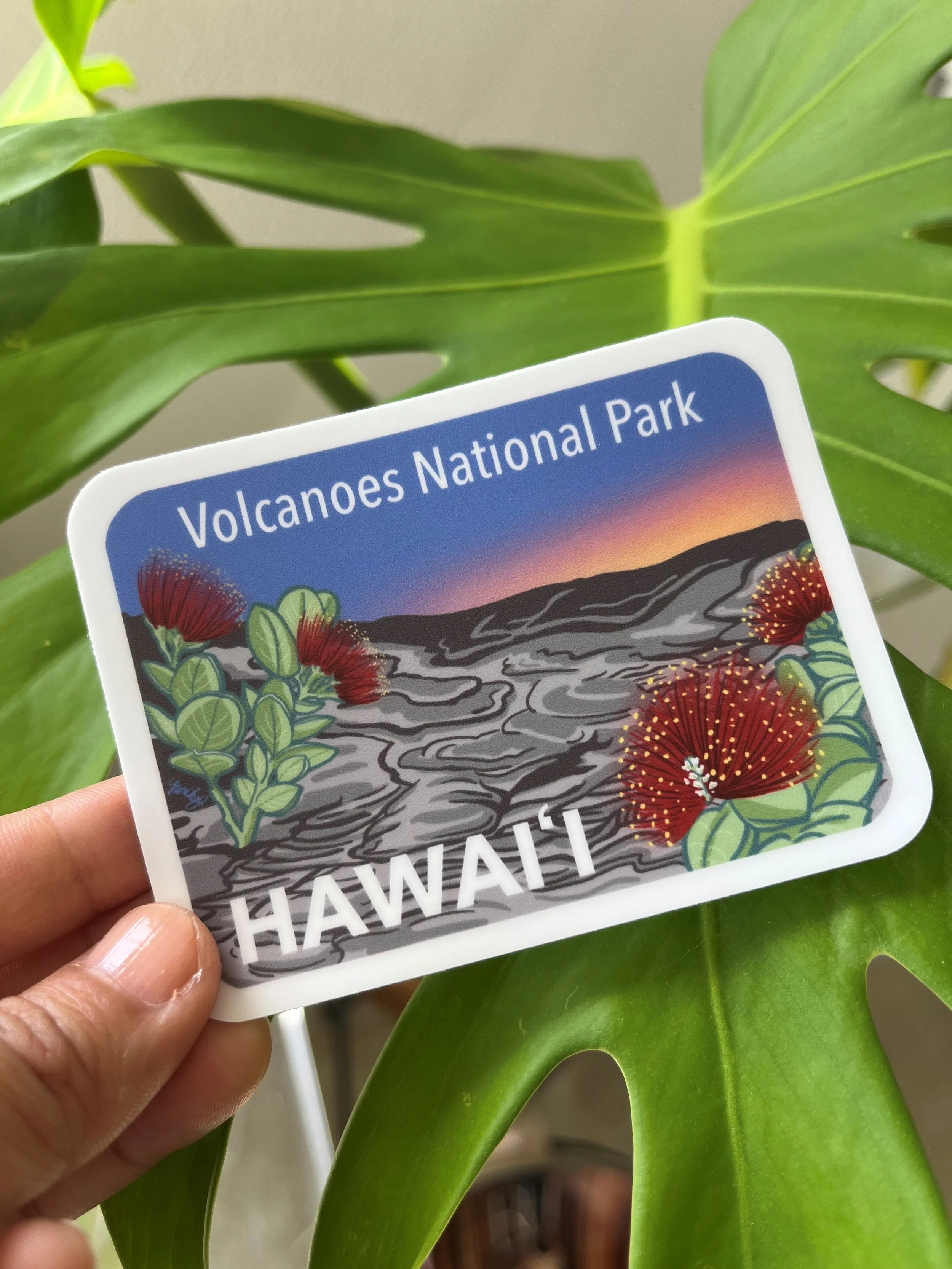 Volcano National Park with Ohia Lehua - Big Island Sticker