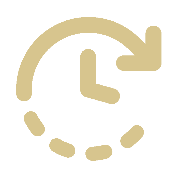 Beige clock icon with curved arrow indicating time or history.