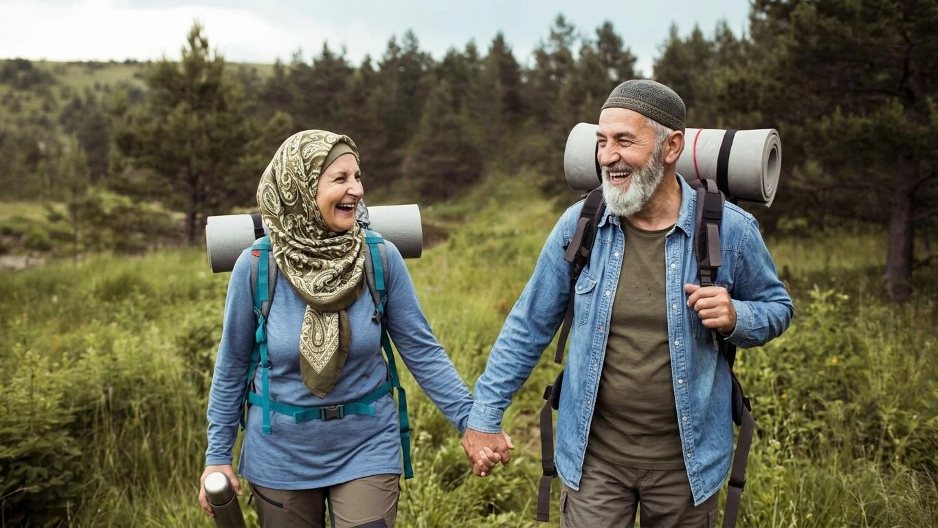 old couple hiking