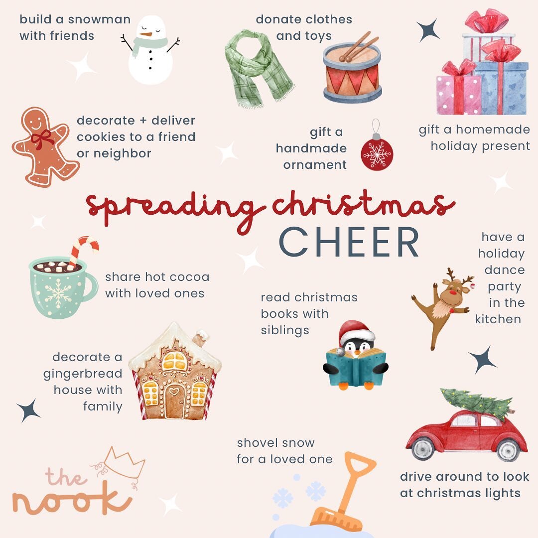 aside from watching allll the holiday movies and writing letters to Santa, here are some fun ways to spread some christmas cheer! 🎄🎅🏻🎁 comment below which one you plan to do next! ❄️

#christmasactivities #holidaymemories #newburyportma #toddlera