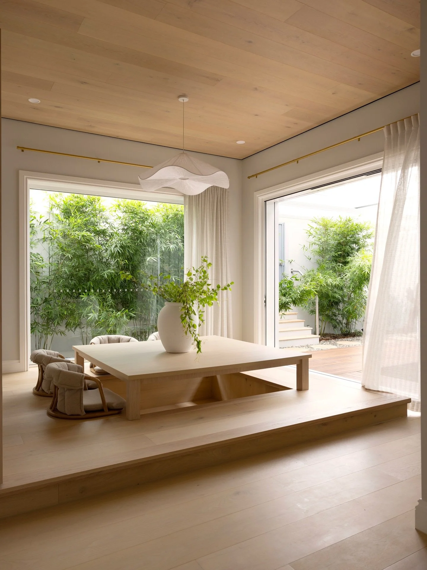 Tea Room || The tea room! Not something we see a lot of in Brisbane but this room is the star of the house! A calm environment to gather as a family, share tea and check out from the busy world even if just for just a moment. Calm and textural, this 