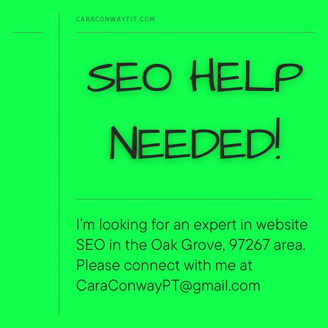 Can you help me increase traffic to my website? If so, I want to hear from you! Please email me at CaraConwayPT@gmail.com

I would love to work with a local Oak Grove expert.

Thank you!
 #seo #personaltraining #website #oakgrove #milwaukie #seohelp