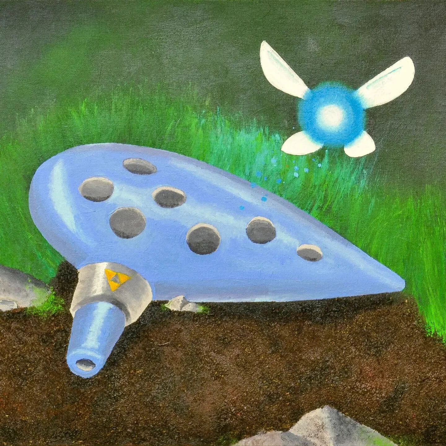 &quot;Navi &amp; Ocarina&quot; Acrylic Painting

#oot #legendofzelda #fanart #ocarinaoftime #zeldaart #navi #fairy #ocarina #acrylicpainting #painting #art #nature