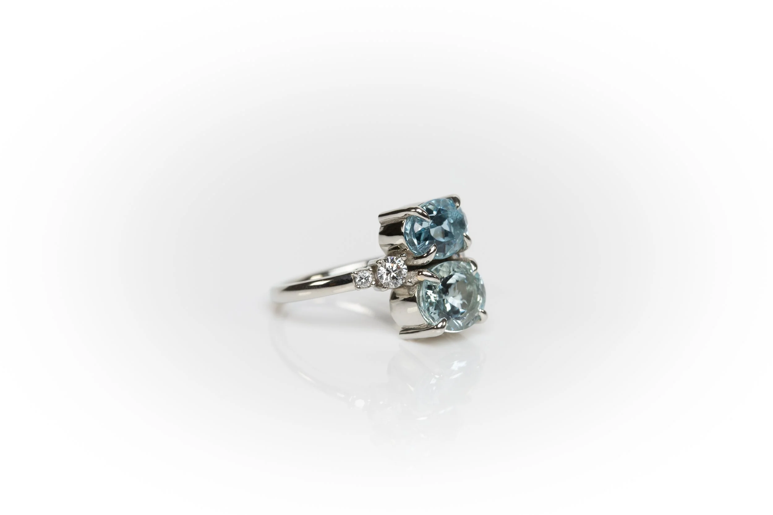 Aquamarine Two Stone Ring