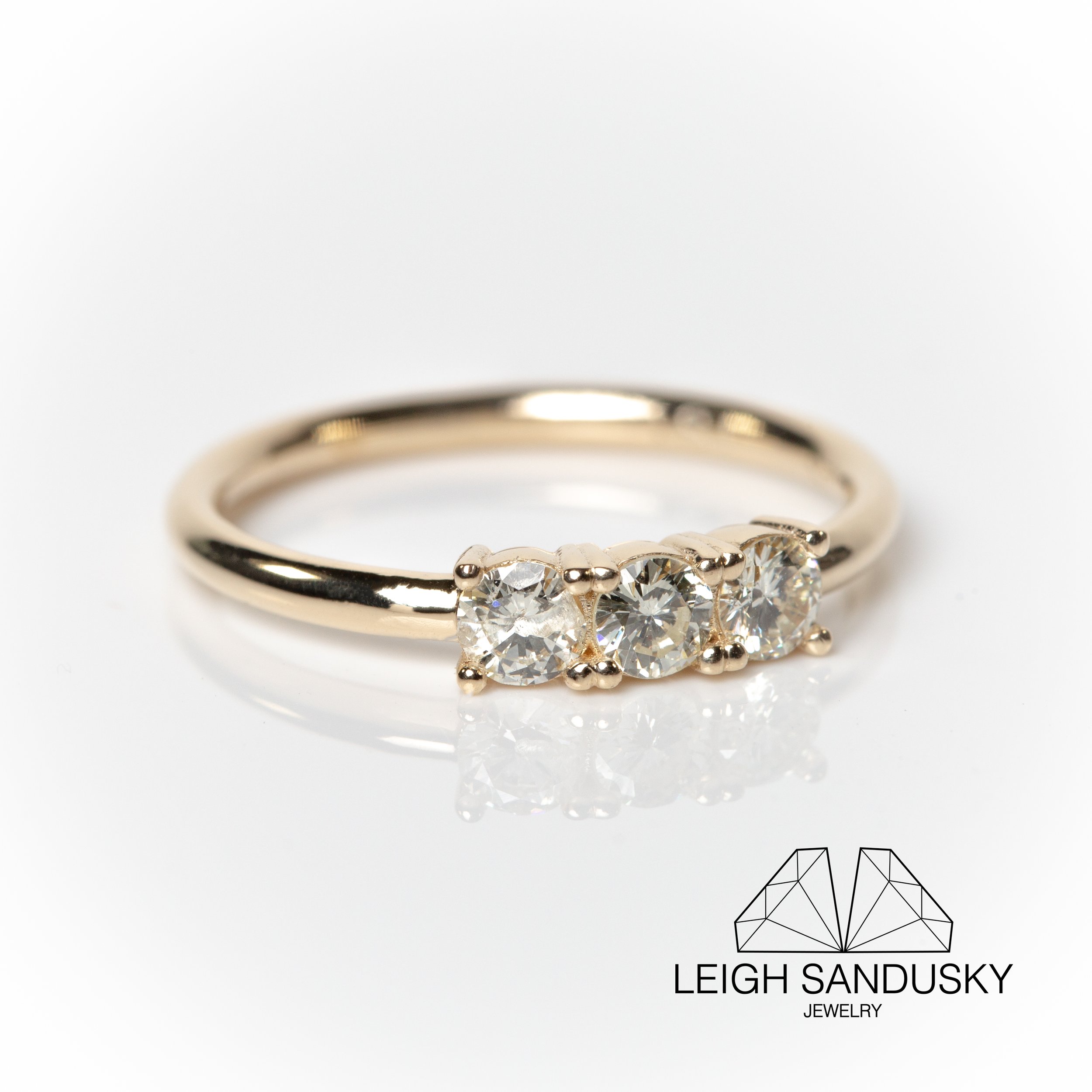 Heirloom diamond stackable three stone ring