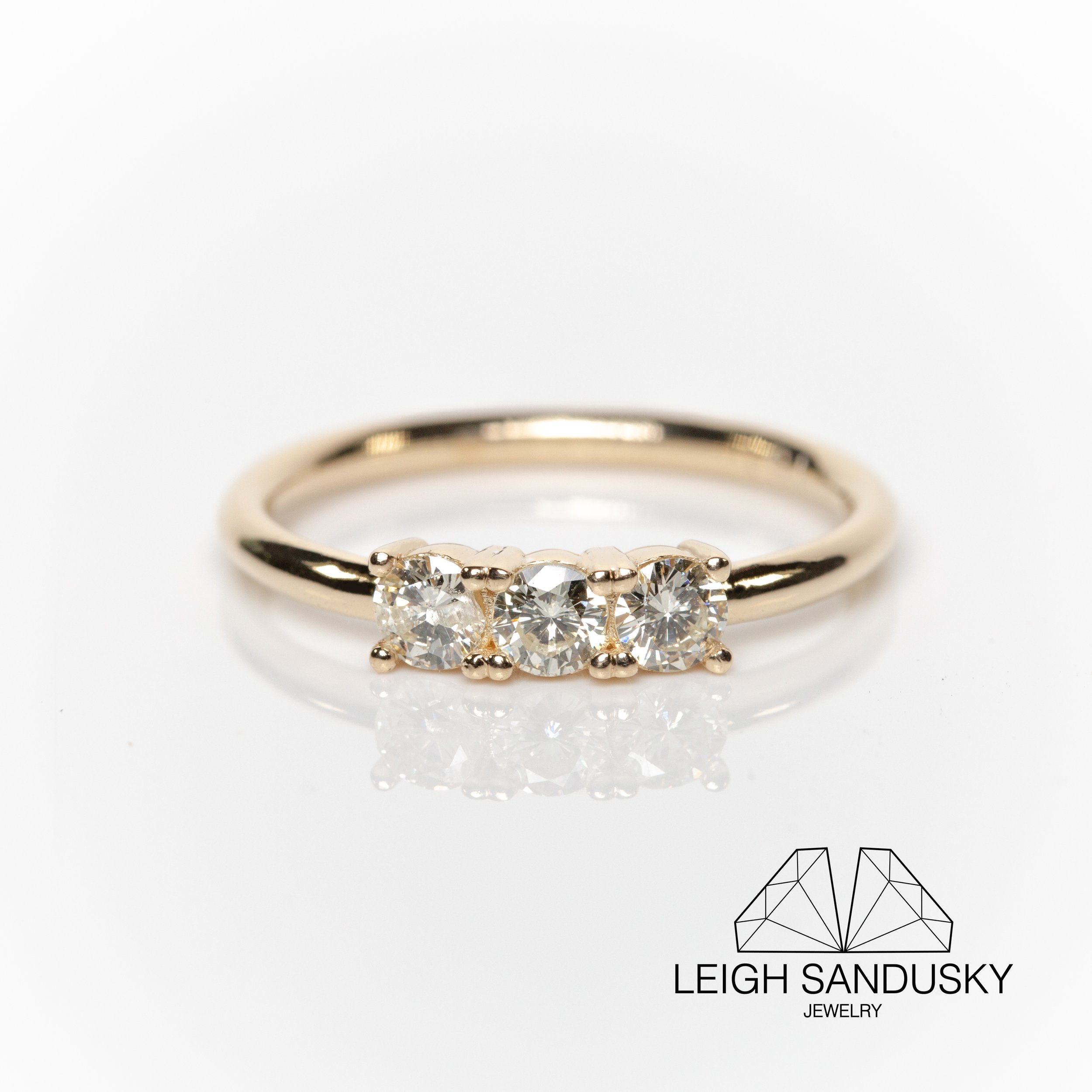 Heirloom diamond stackable three stone ring