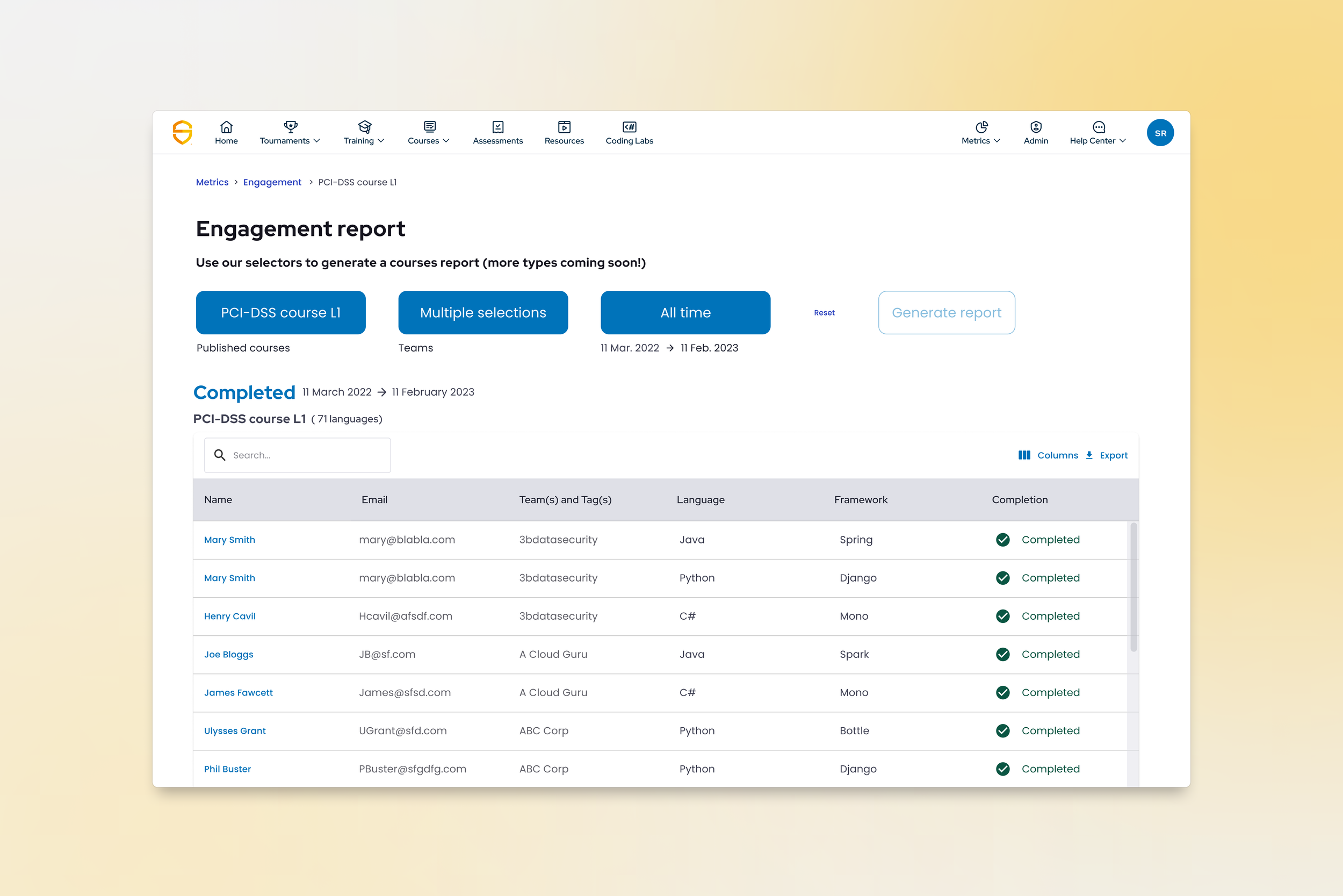 SCW reporting feature