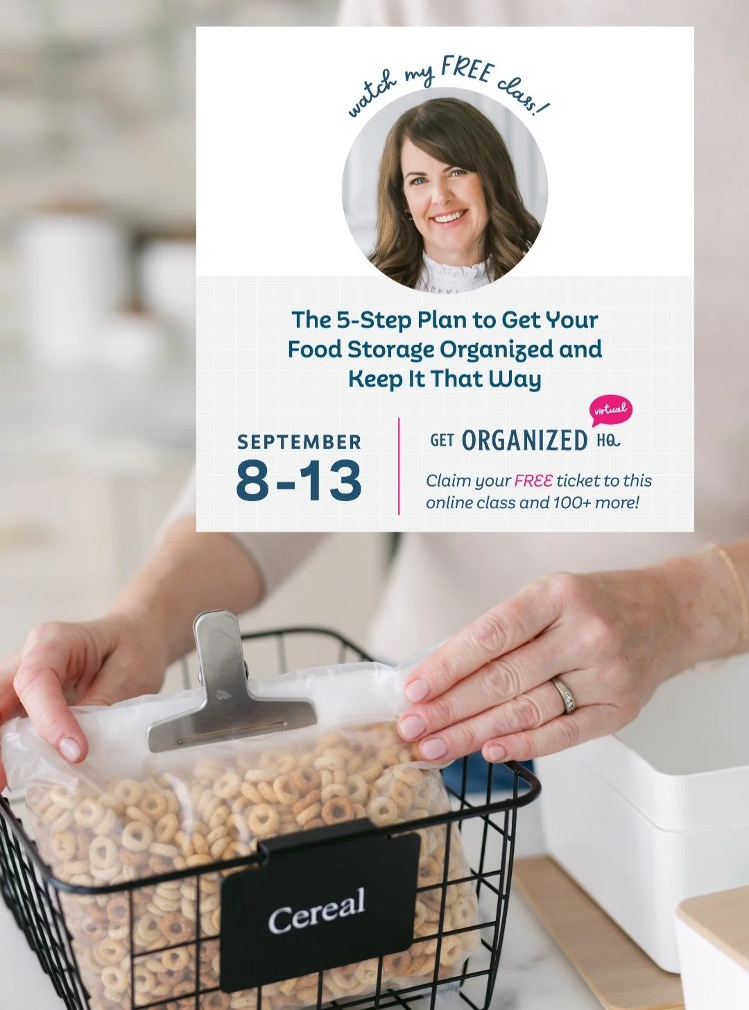 Today is the day! Don't miss my talk on how to organize your kitchen pantry! 

Thursday, Sept 11 @ 7pm EST 

Grab your FREE ticket for the &quot;Get Organized HQ&quot; virtual summit before it's too late to check out my talk and so many more! LINK in