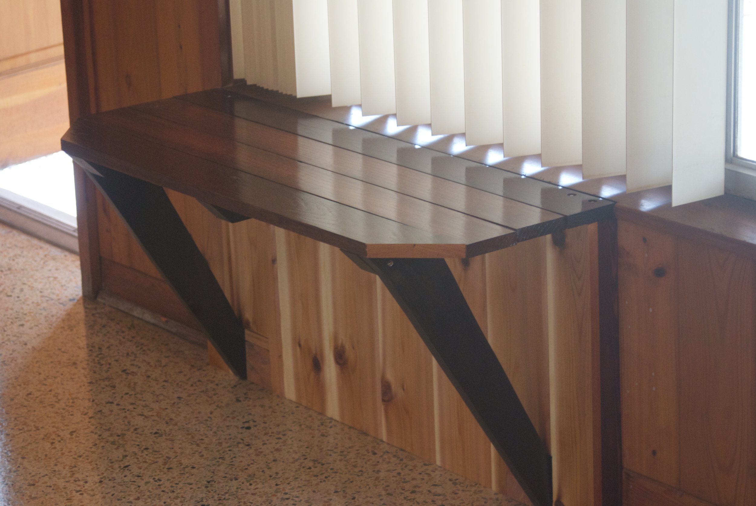 Entry bench to hide plumbing