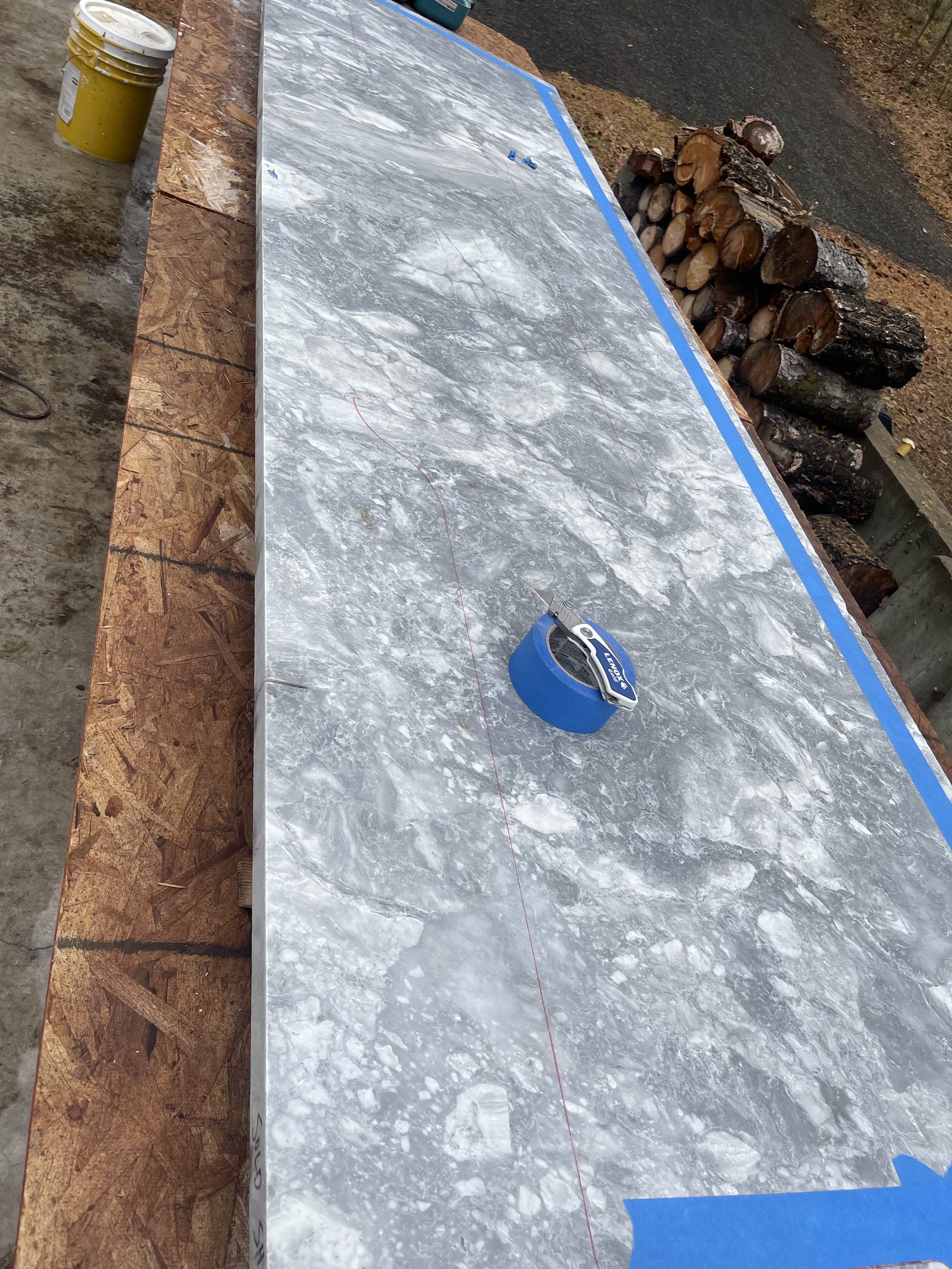 Marble desk top pre fab