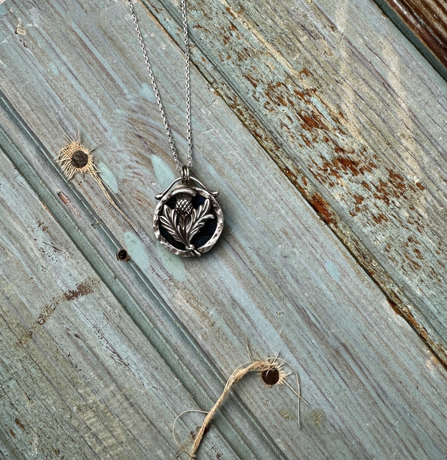 Labradorite Medallion Necklace with Thistle, back.jpeg