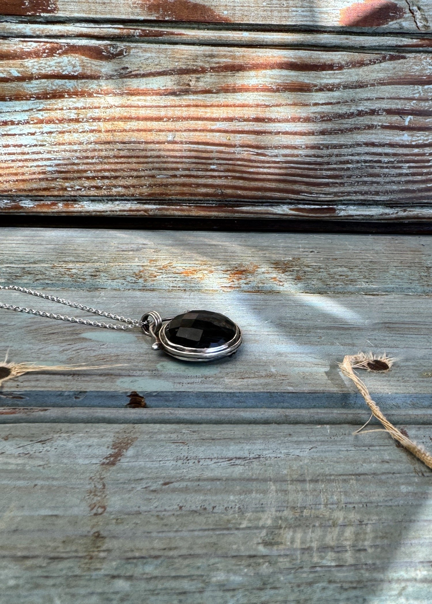 Labradorite Medallion necklace with Thistle, side.jpeg