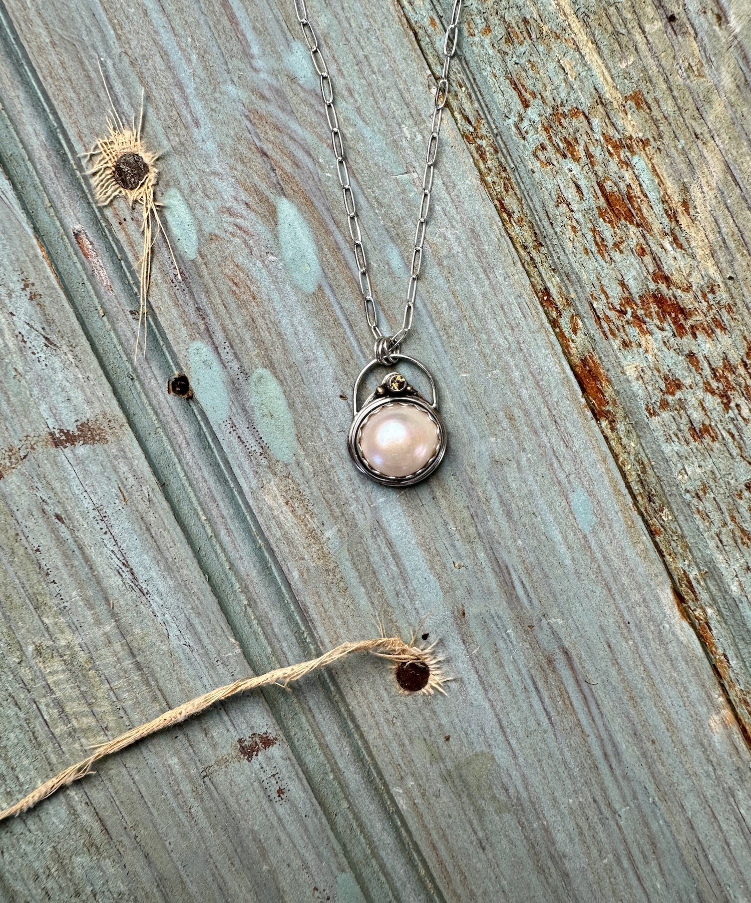 Pearl set in Sterling with Tourmaline and Gold.jpeg