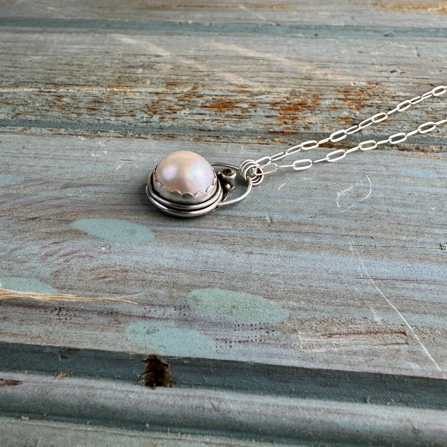 pearl set in Sterling with touramline and Gold, side.jpeg